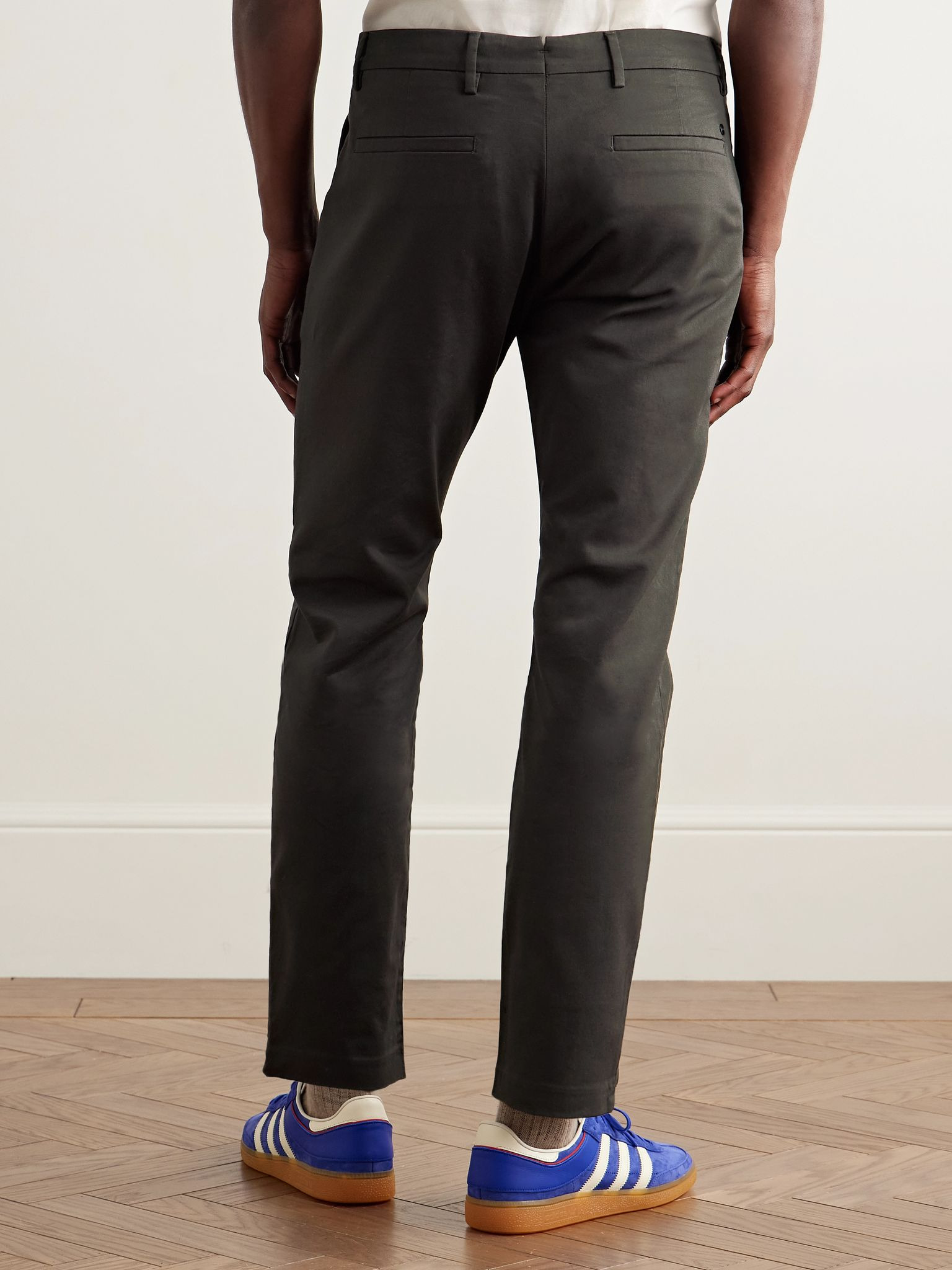 Theo 1420 Tapered Organic Cotton-Blend Twill Chinos Army green - 4
