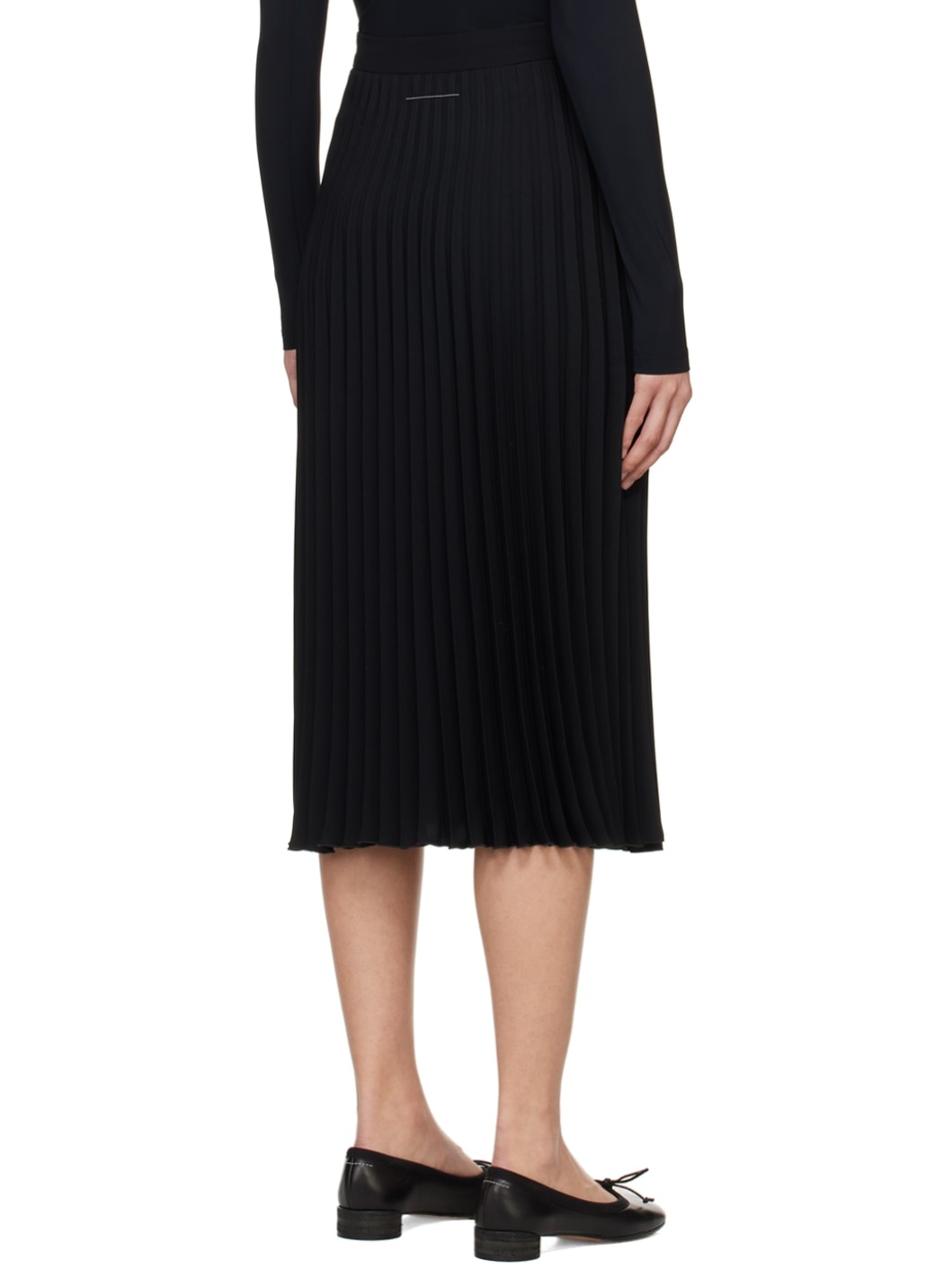 Black Pleated Midi Skirt - 3