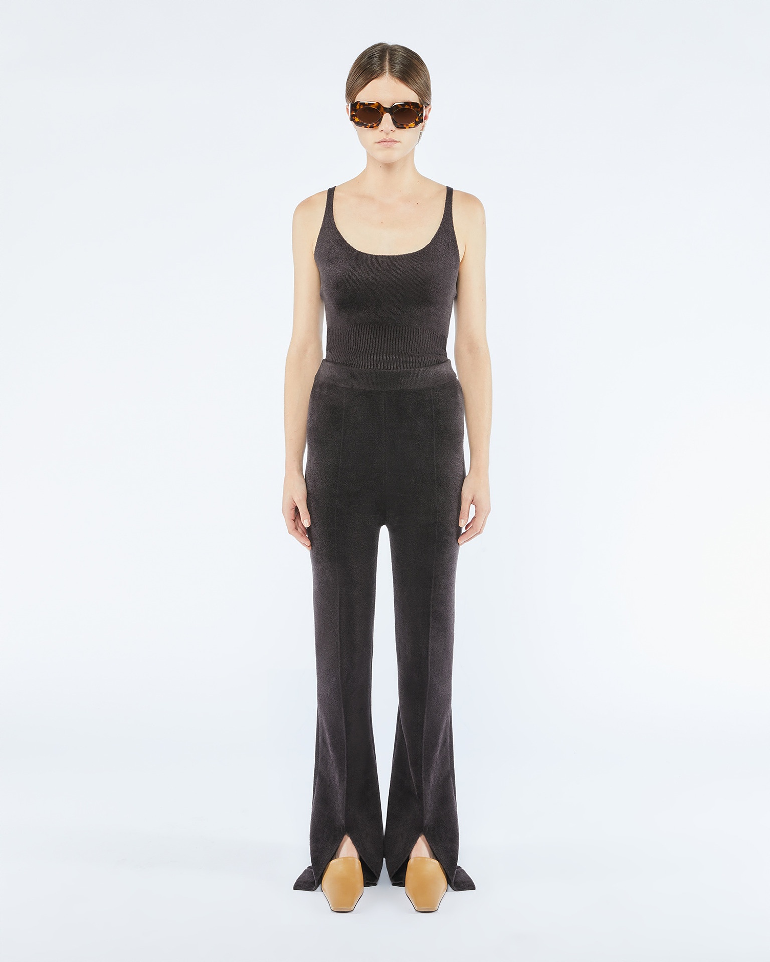 ADANA - Chenille straight-leg pants - Dark grey - 3