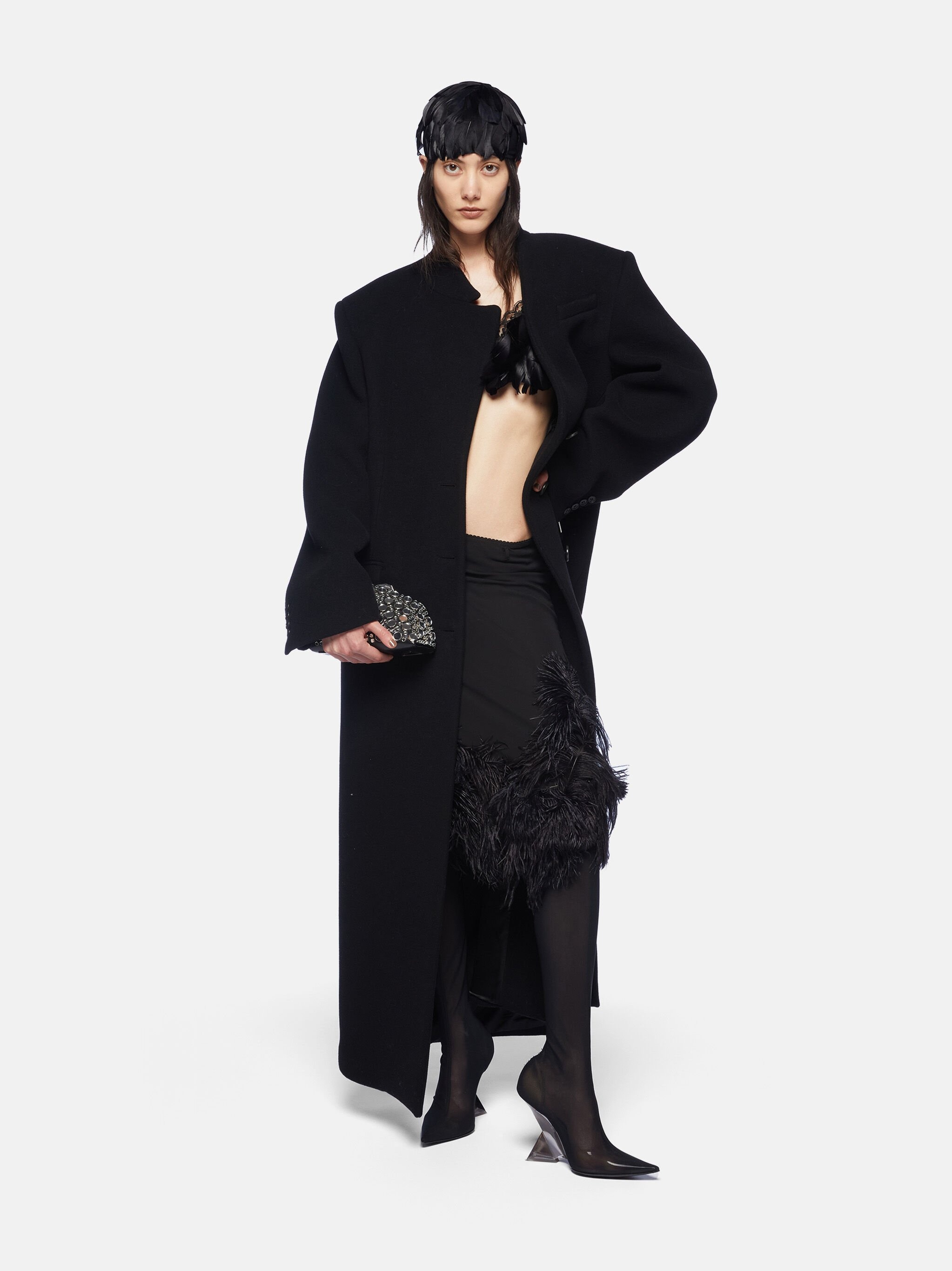 BLACK LONG COAT - 2