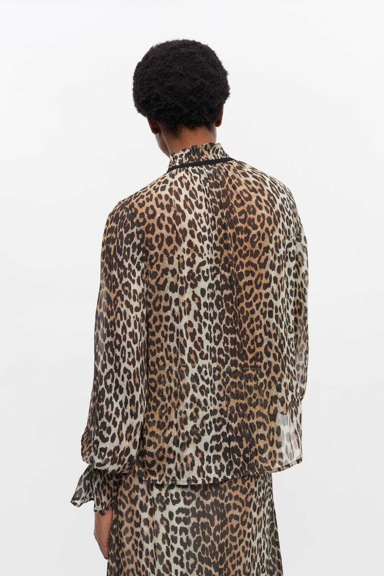 LEOPARD PRINT CHIFFON TIE STRING SHIRT - 4