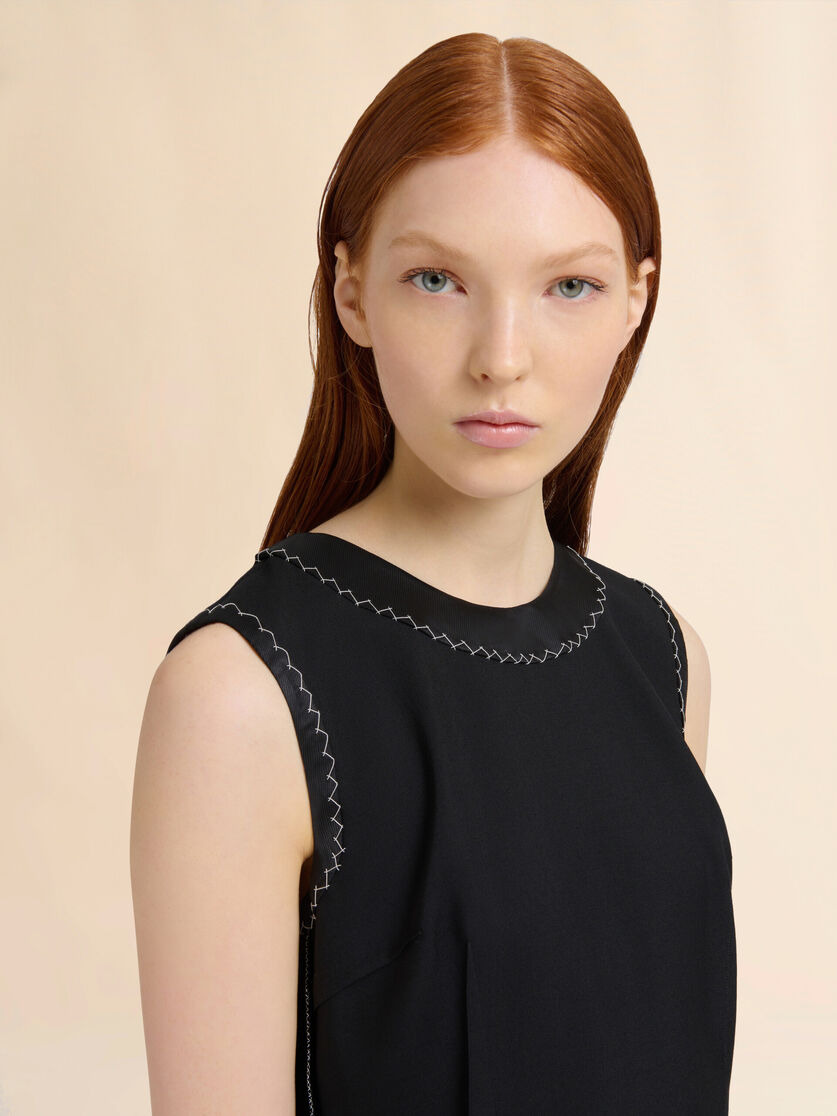 BLACK WOOL INSIDE-OUT DRESS - 4