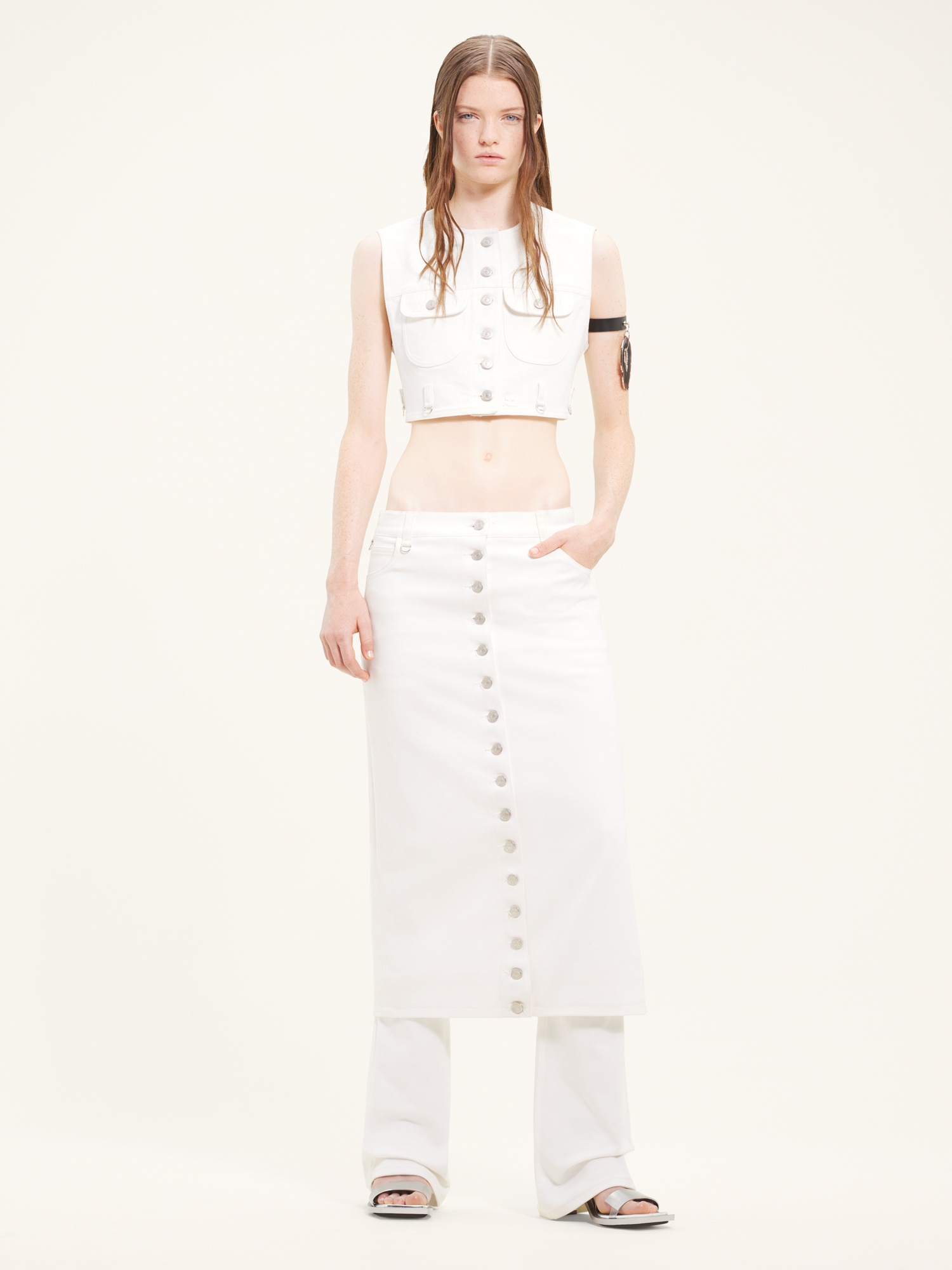 MULTIFLEX WHITE DENIM CROPPED VEST - 2