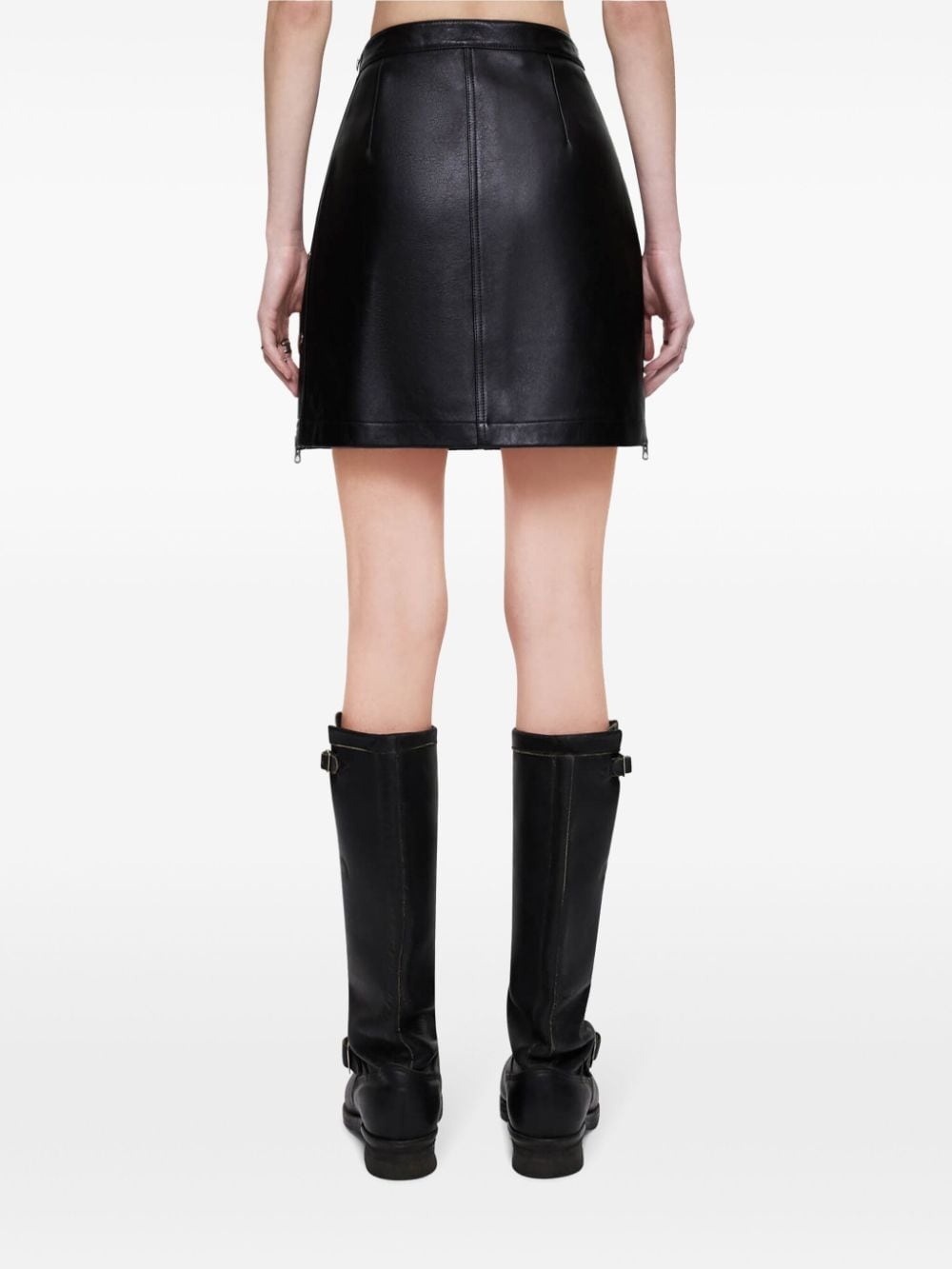 studded leather moto skirt - 5