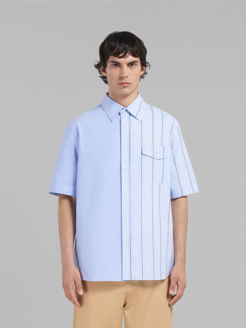 LIGHT BLUE BIO POPLIN HALF-AND-HALF SHIRT - 2