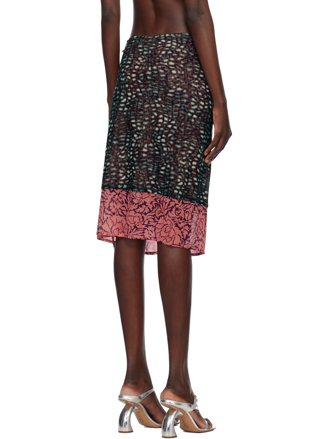 Green Double Layered Midi Skirt - 3