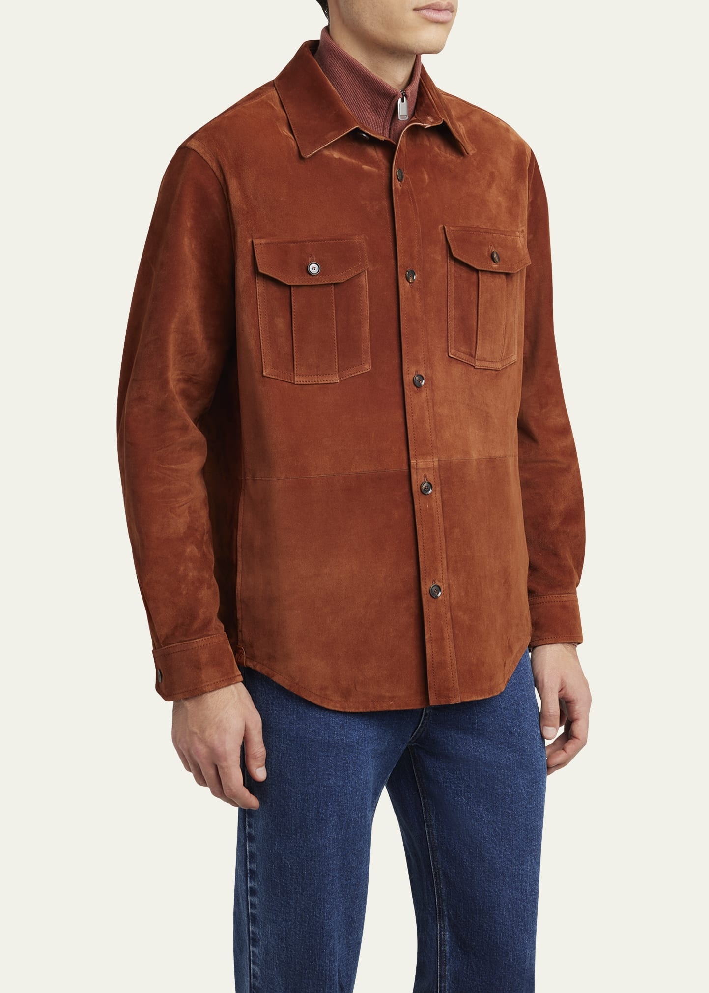 Men's Suede Double-Pocket Overshirt - 4