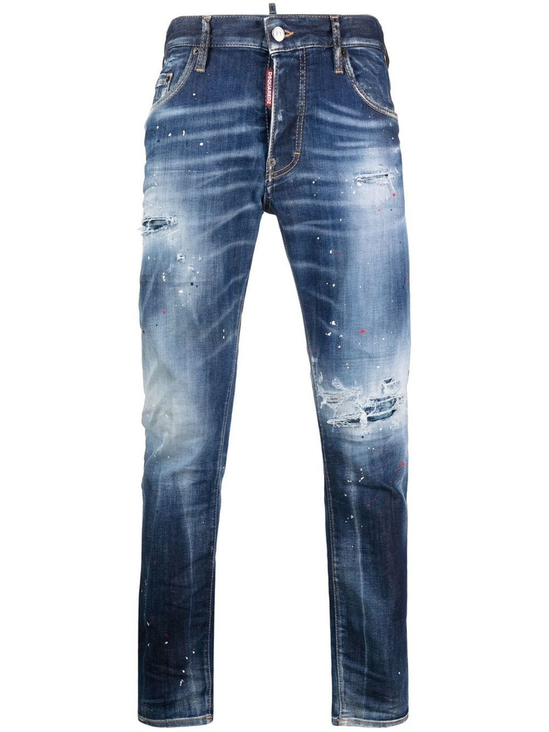 distressed slim-cut jeans 1
