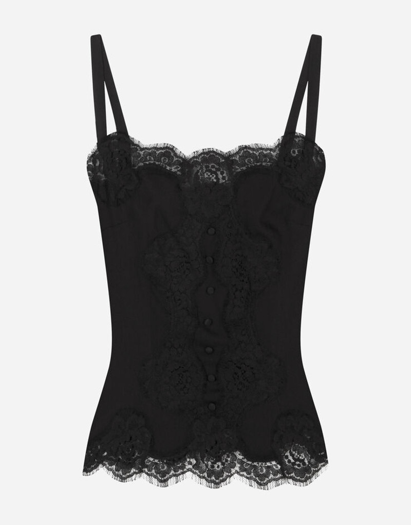 Strappy charmeuse top with lace details 1