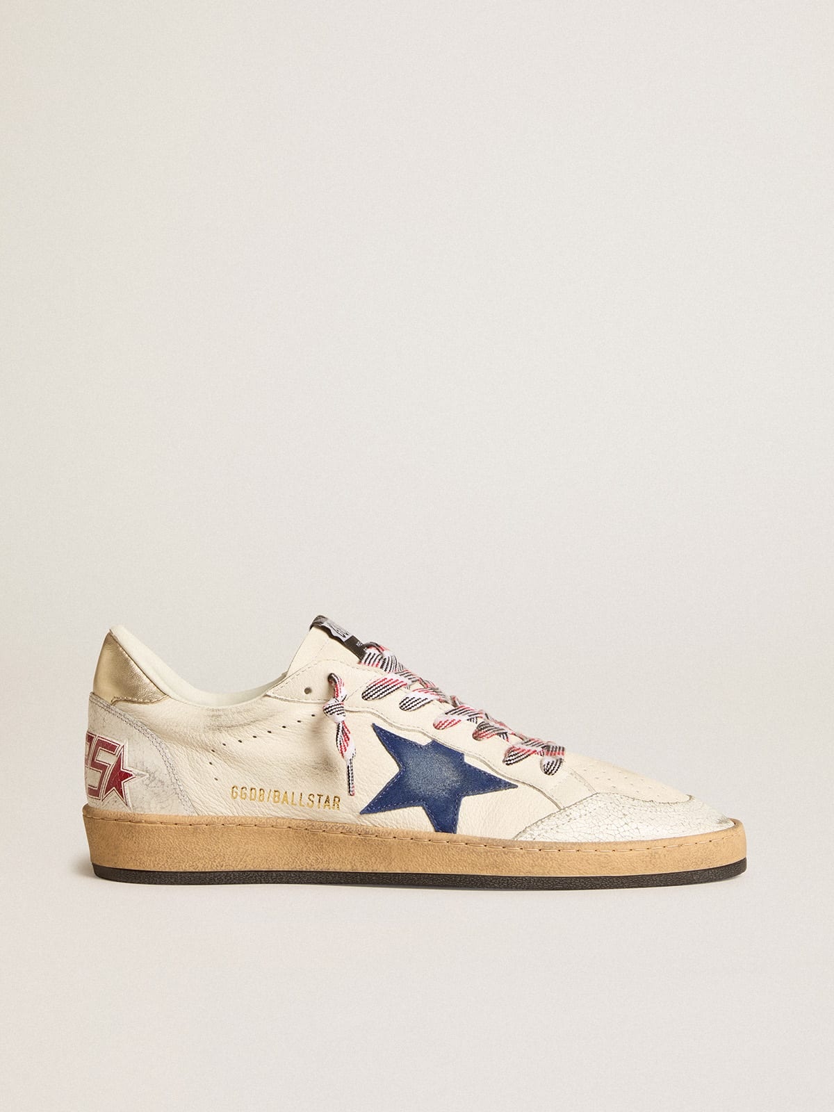 Ball Star in nappa leather with blue suede star and platinum leather heel tab - 1