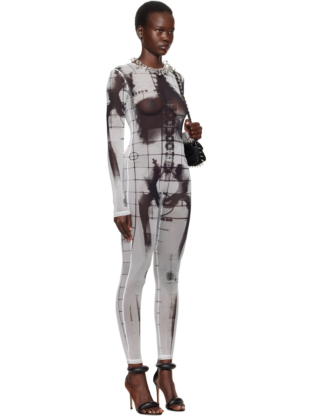 White & Black 'The Squeletor' Jumpsuit - 2