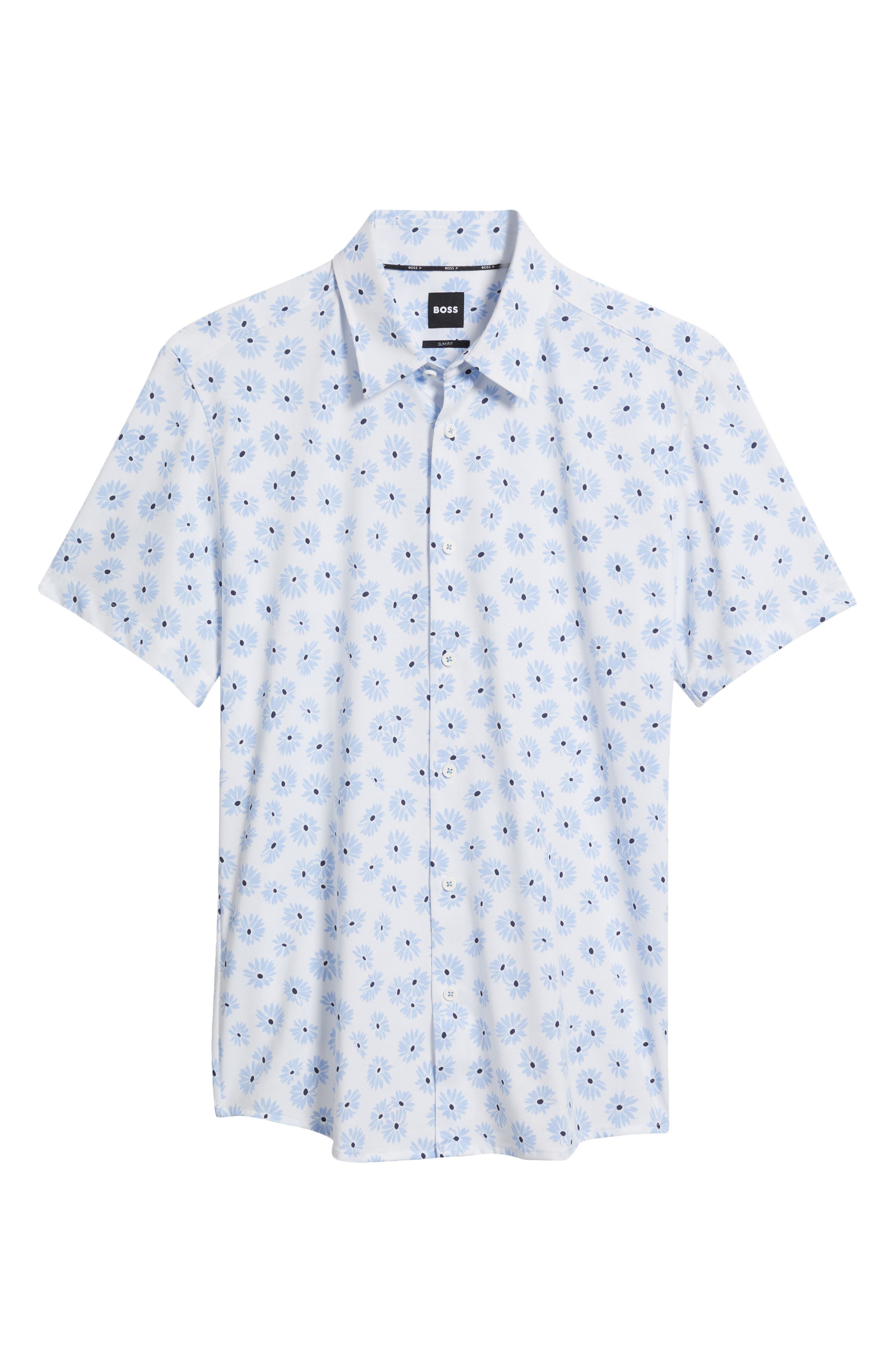 BOSS Roan Ken Floral Short Sleeve Button-Up Shirt in Light Blue at Nordstrom - 6