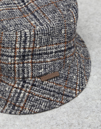 Brunello Cucinelli Wool and alpaca Prince of Wales bucket hat with shiny tab outlook