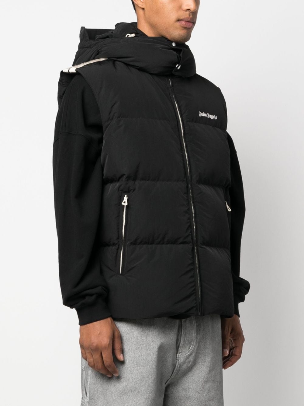 logo-embroidered puffer gilet - 3