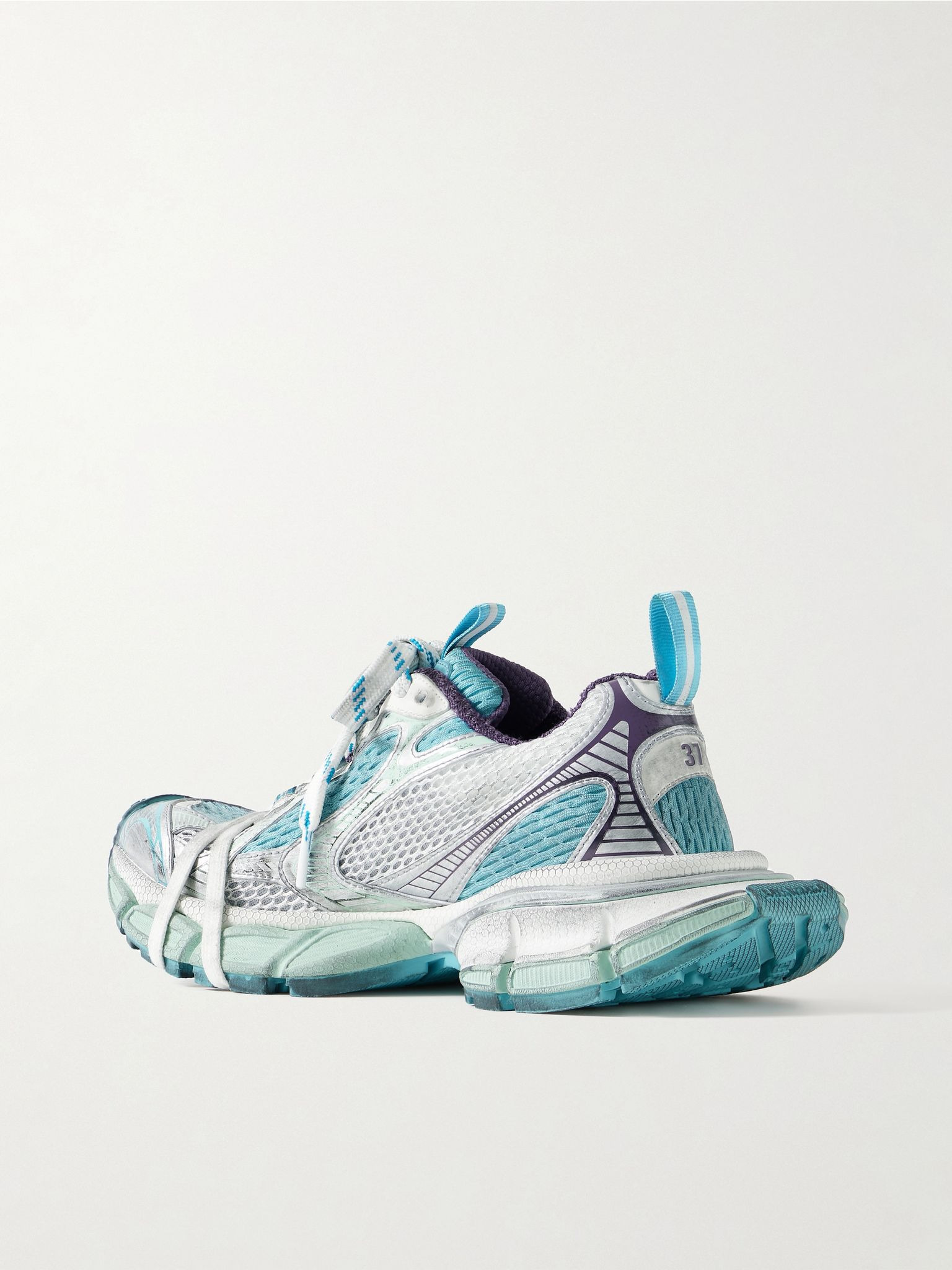 3XL leather-trimmed mesh and rubber sneakers Light blue - 3