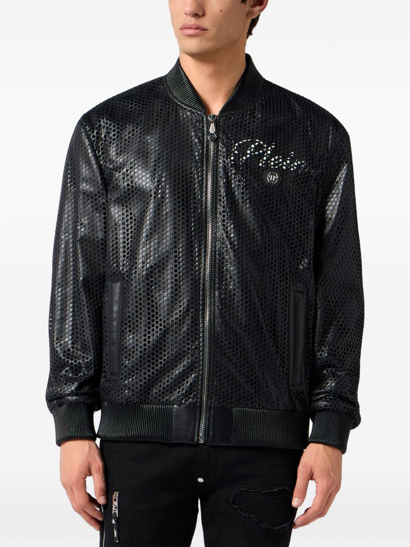 PHILIPP PLEIN perforated leather bomber outlook