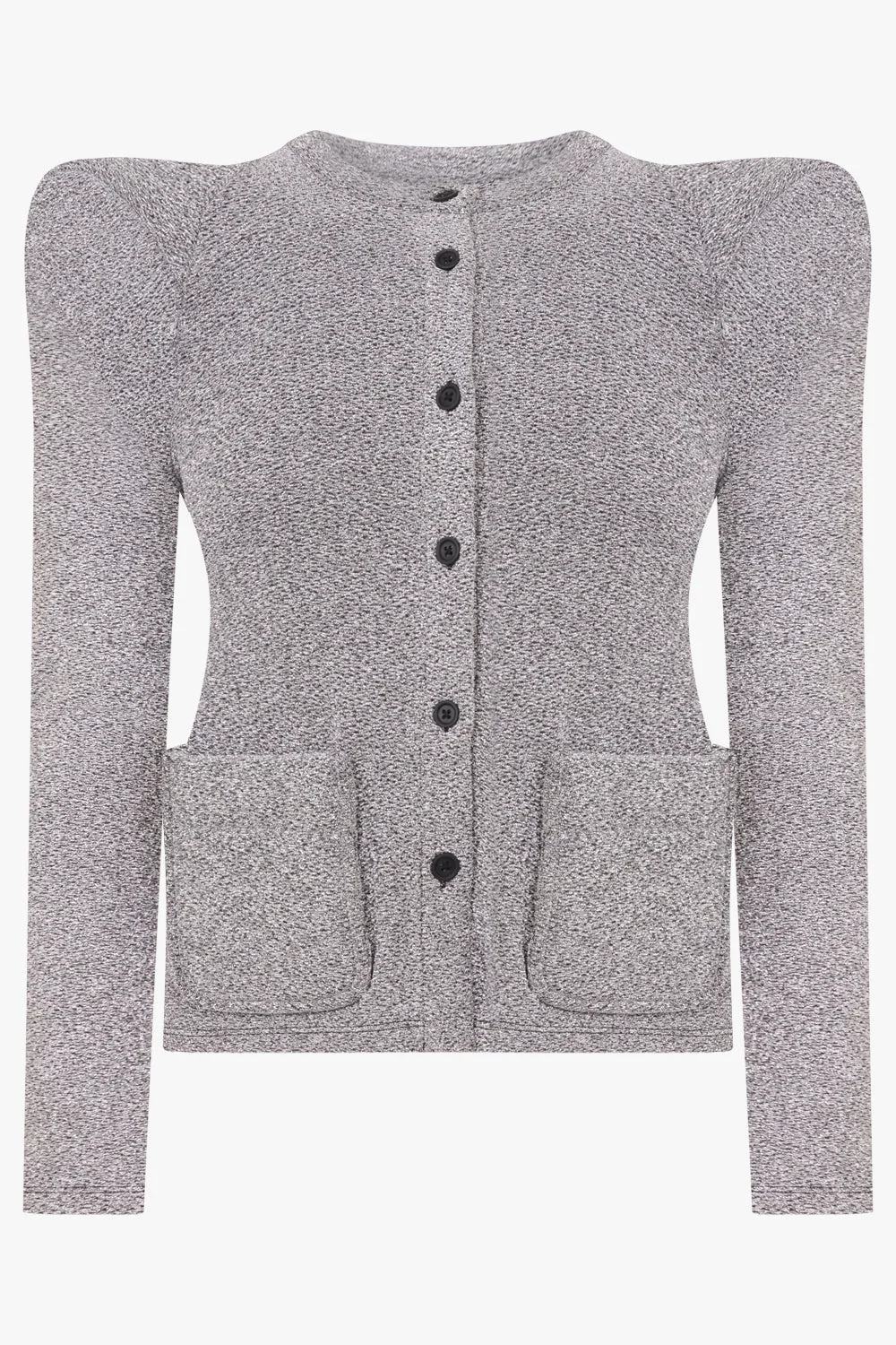 FOAMY SHOULDER GLITTER CARDIGAN JACKET | SILVER - 1