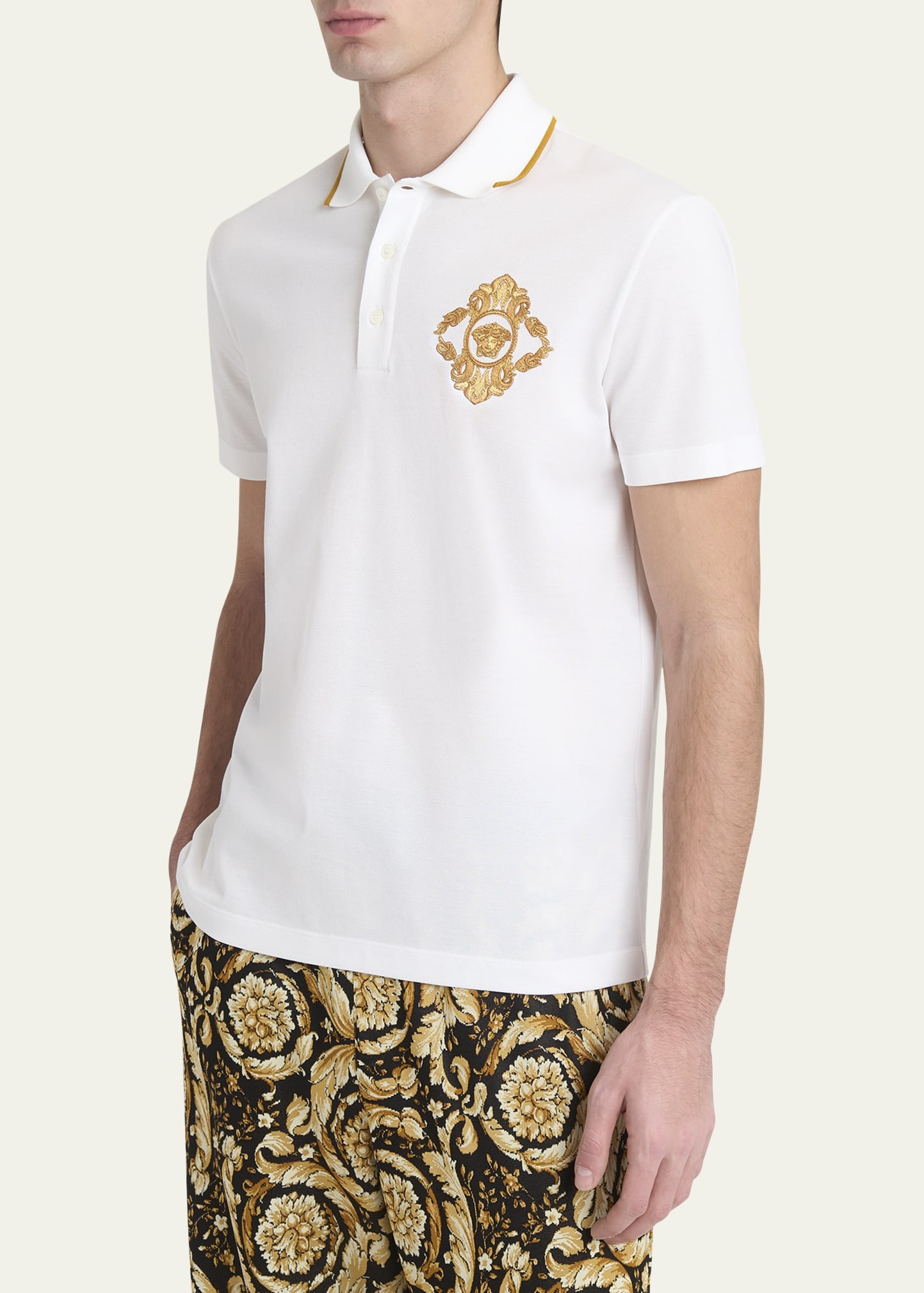Men's Barocco Crest Pique Polo Shirt - 4