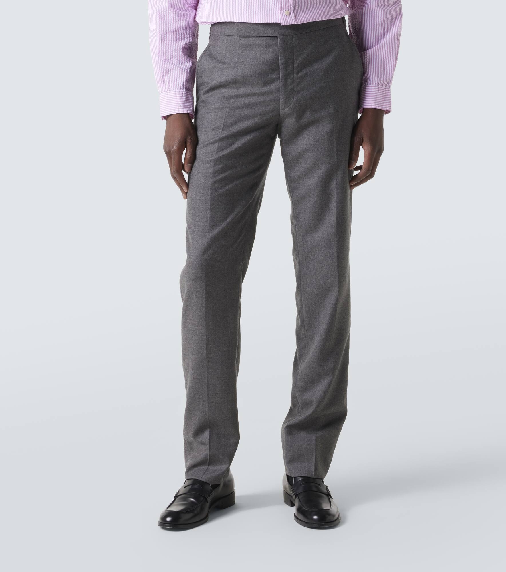Mid-rise wool straight pants - 3