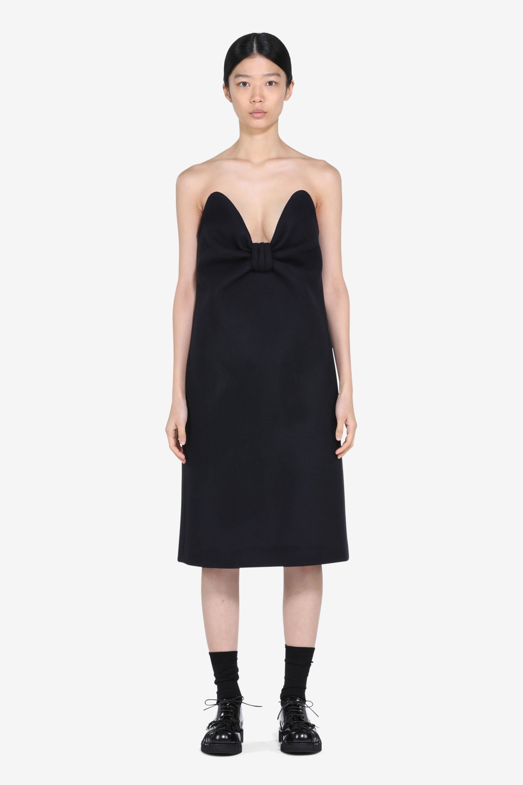 GATHERED MIDI DRESS - 1