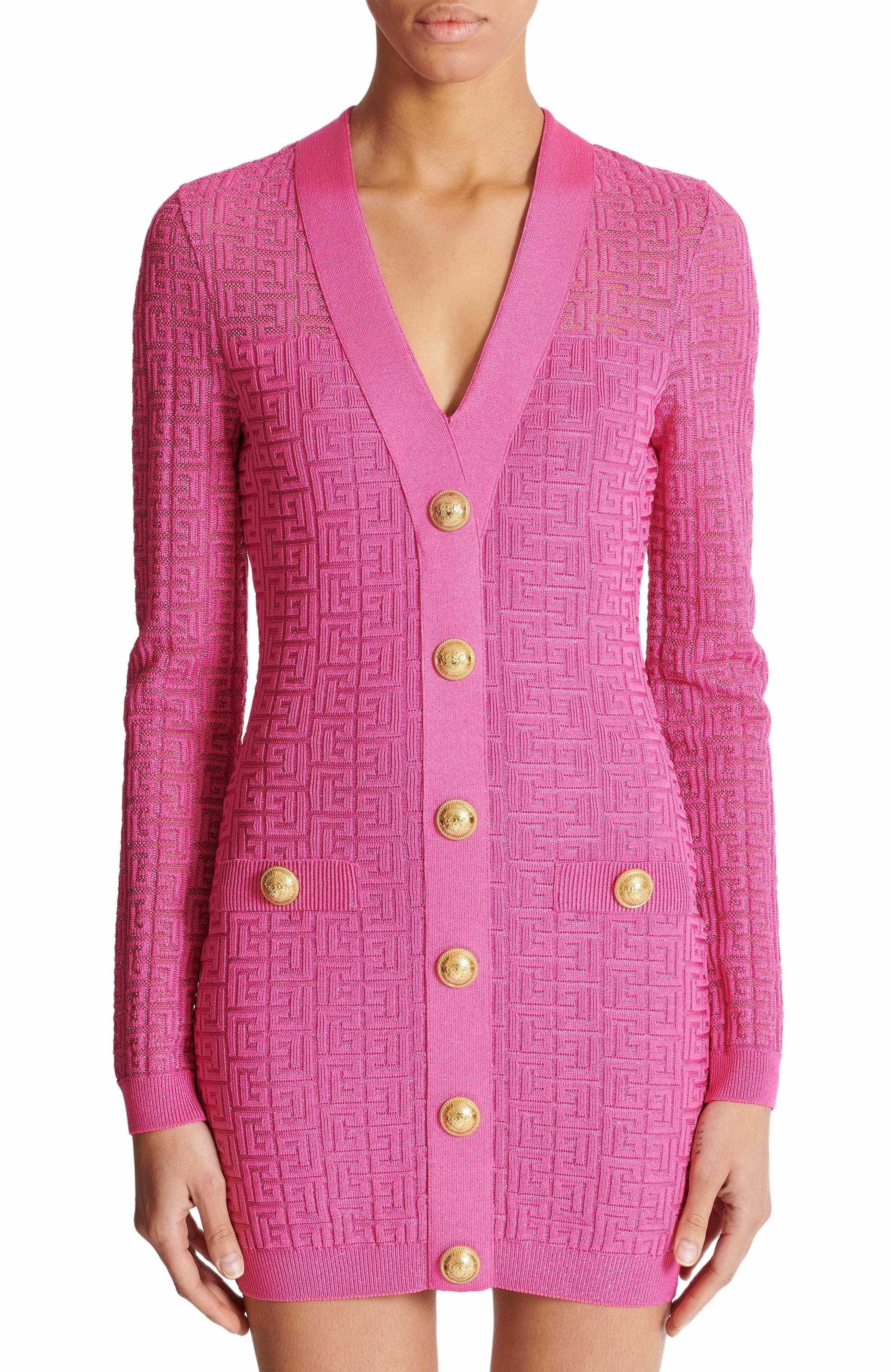 Balmain Monogrammed knit dress in Pink at Nordstrom - 8