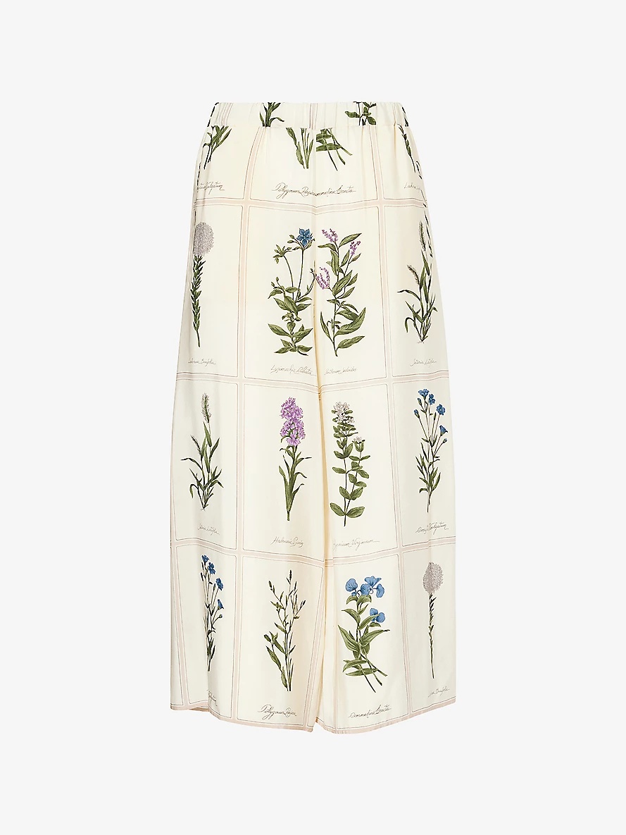 WEEKEND Max Mara Lory Flower-Print Wide-Leg High-Rise Silk