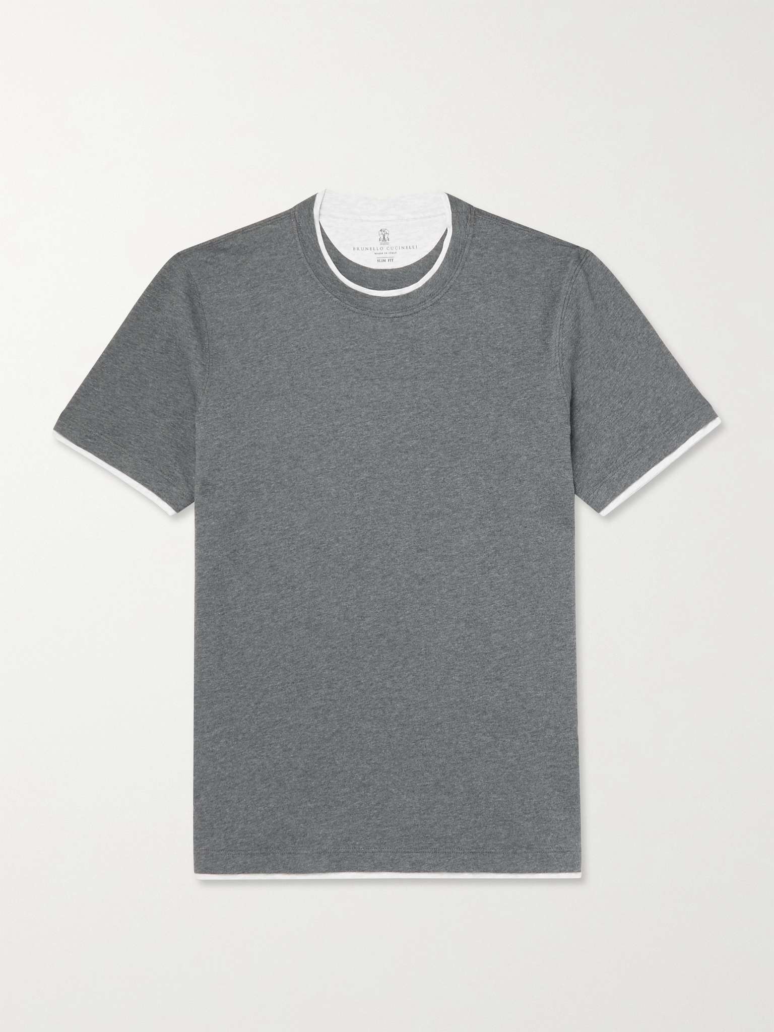 Slim-Fit Layered Cotton-Jersey T-Shirt - 1