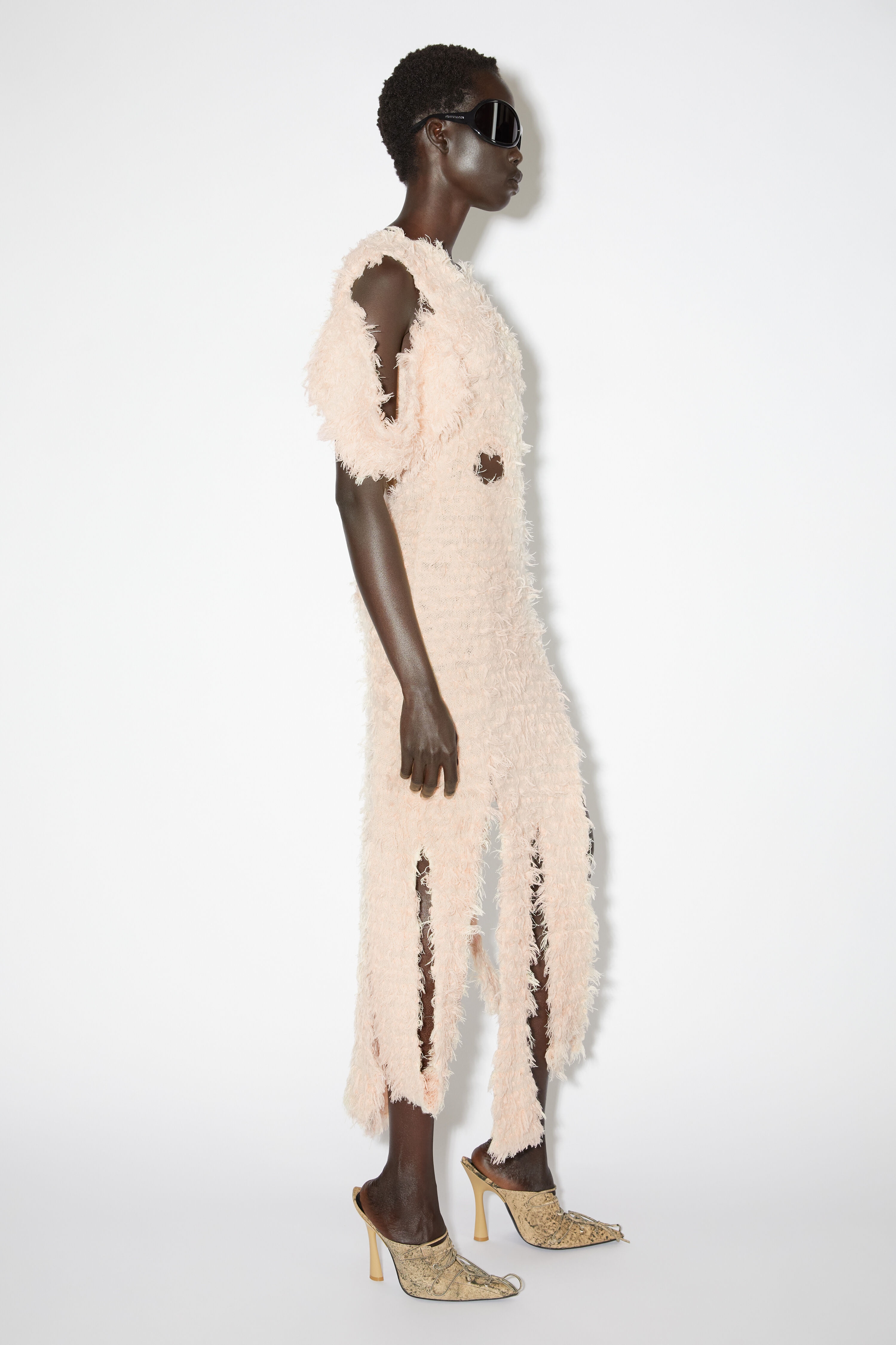 Wool blend cut-out dress - Pale Pink - 4