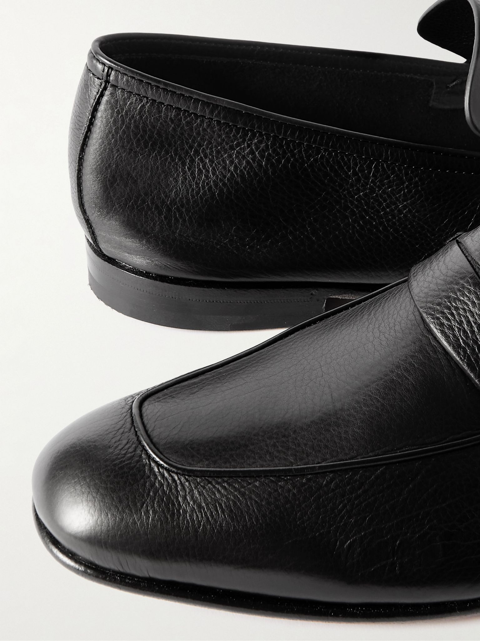 L'Asola SECONDSKIN Full-Grain Leather Penny Loafers Black - 6