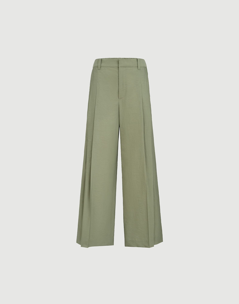 Techno cotton poplin A-line trousers with monili 1