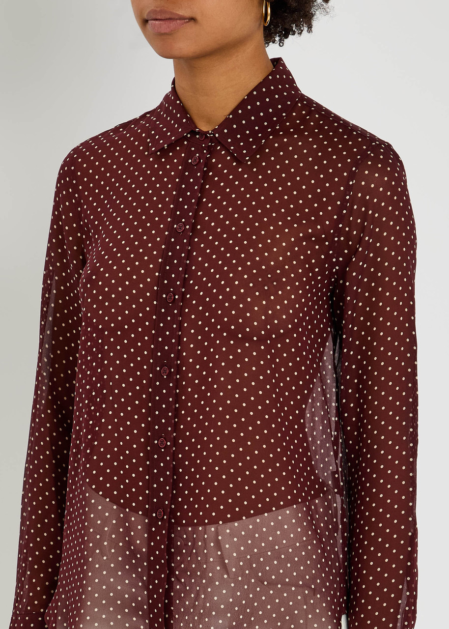 Nili Lotan Gaia Polka dot Silk-chiffon Shirt - 5