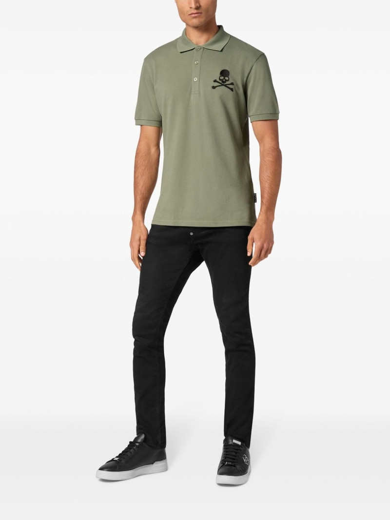 PHILIPP PLEIN Skull & Bones embroidered cotton polo shirt outlook