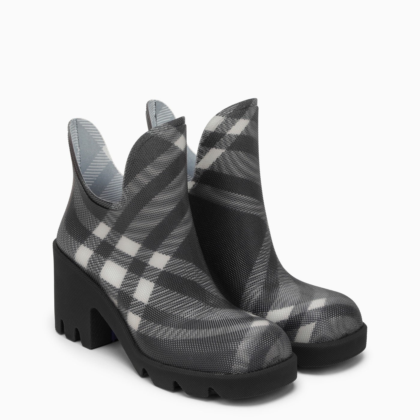 Burberry Marsh Black Rubber Ankle Boots With Check Pattern - 2