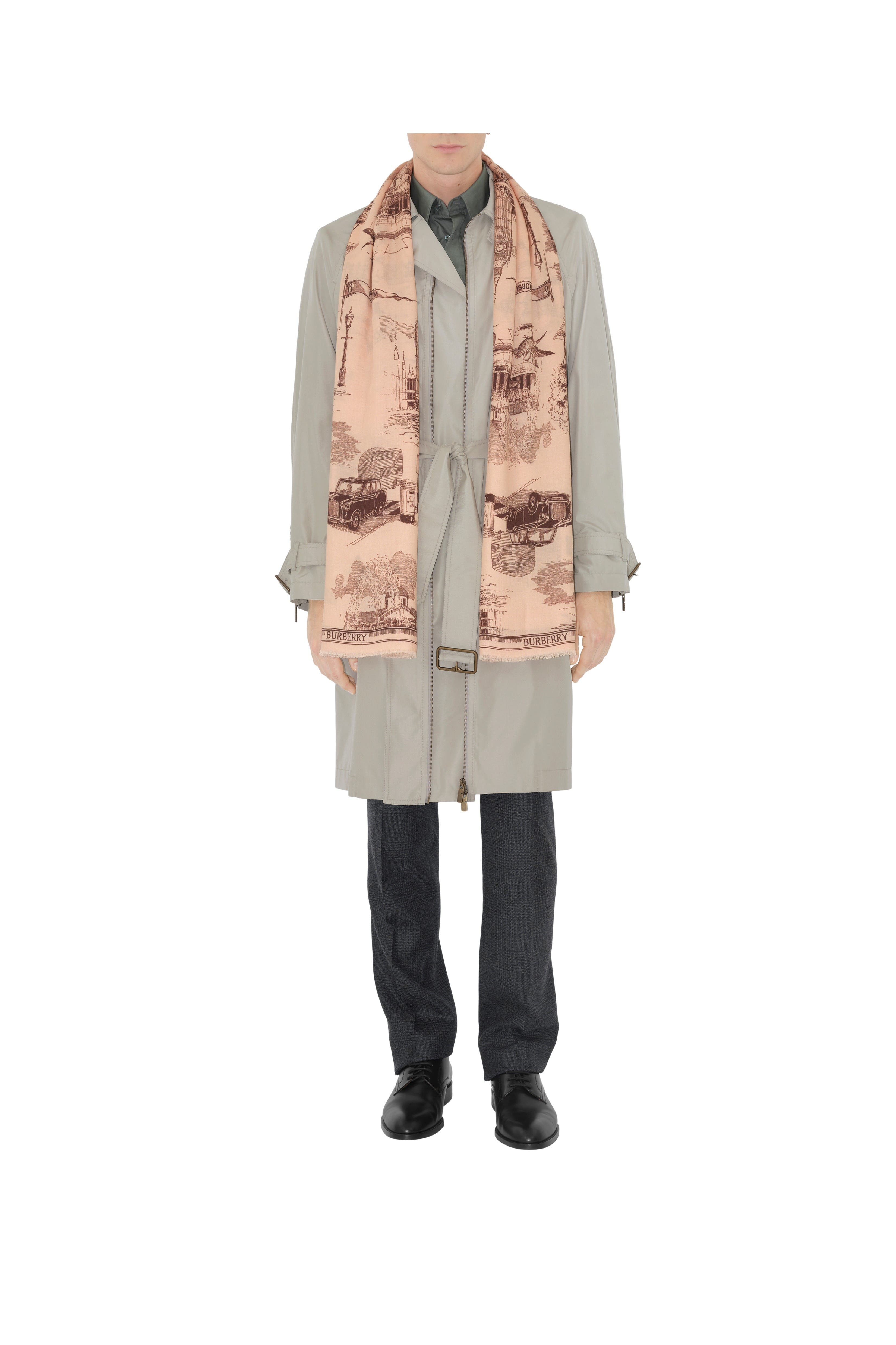 burberry London Landmarks Wool Silk Scarf in Sepia at Nordstrom - 4