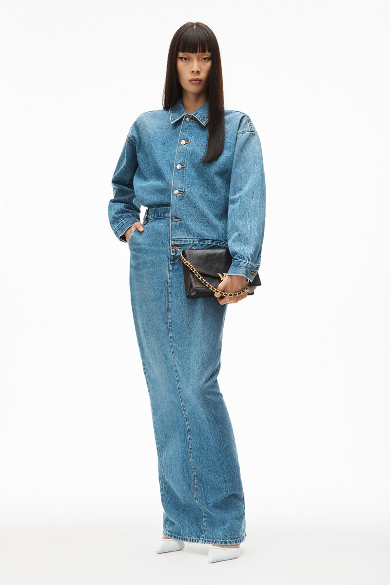 Alexander Wang INVISIBLE ZIP MAXI SKIRT IN INDIGO DENIM outlook