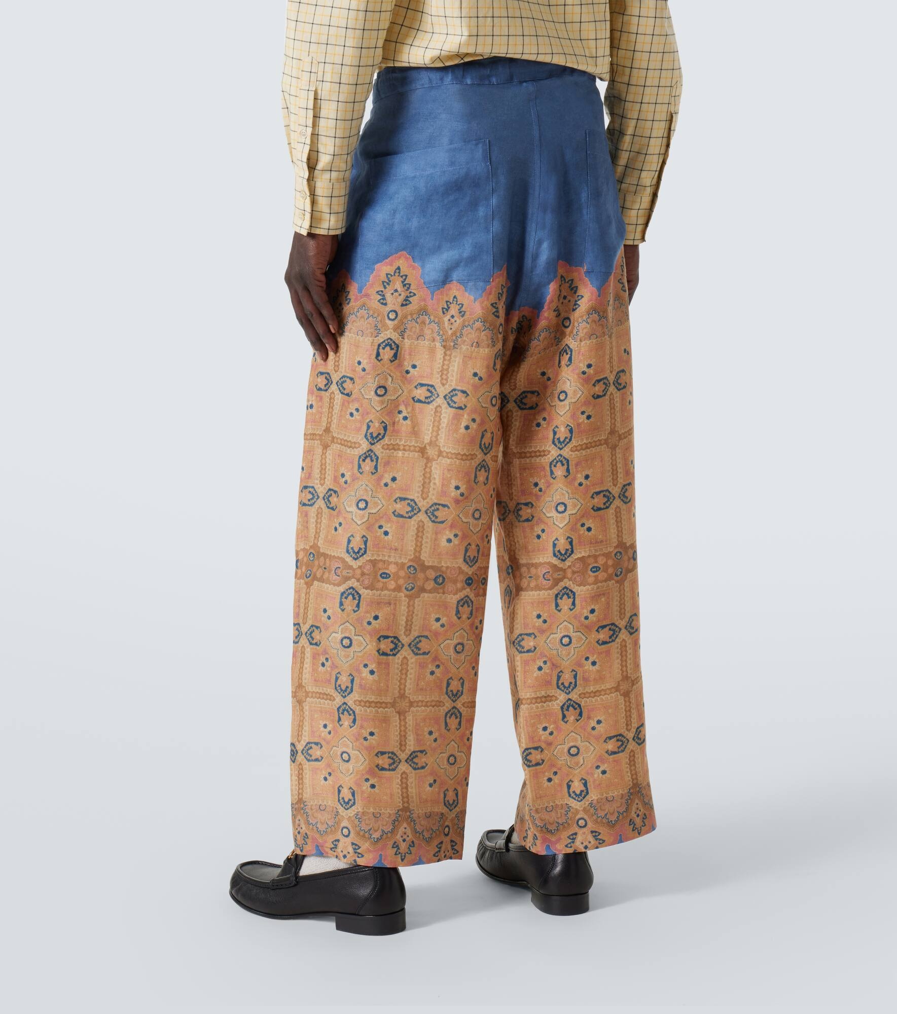 Printed linen wide-leg pants - 4