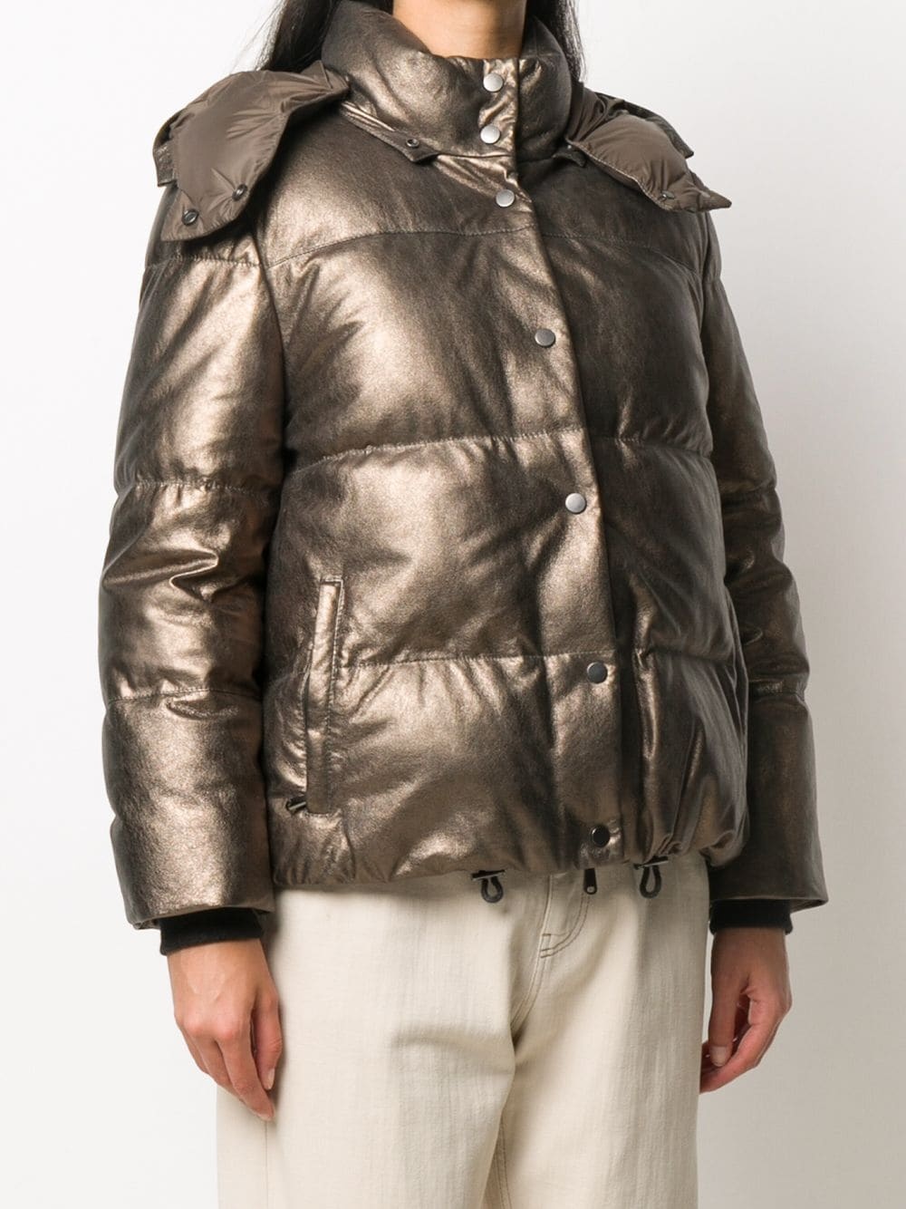 metallic sheen puffer jacket - 3