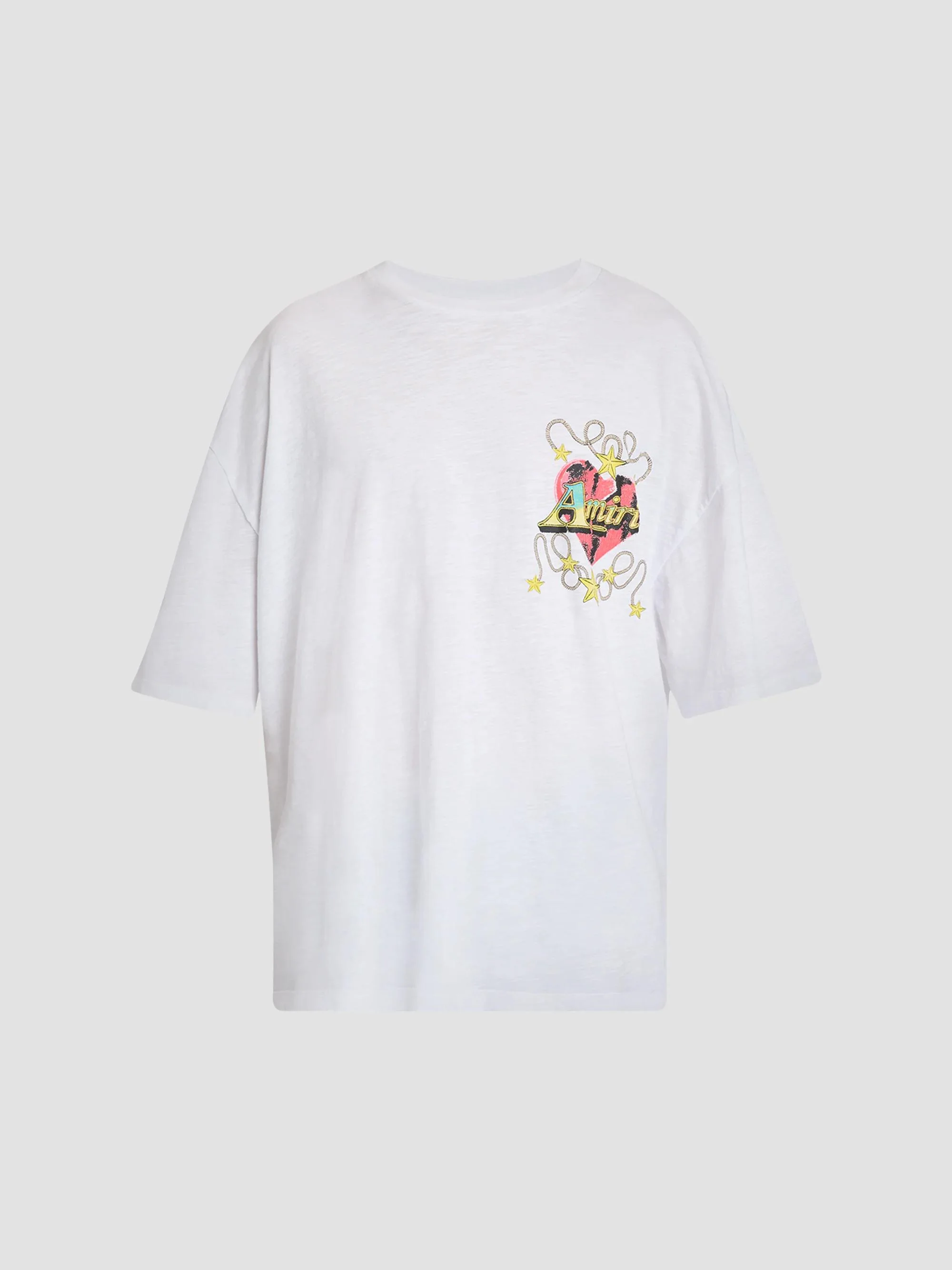 Men's Heart Oversized Cotton T-Shirt - White - 1