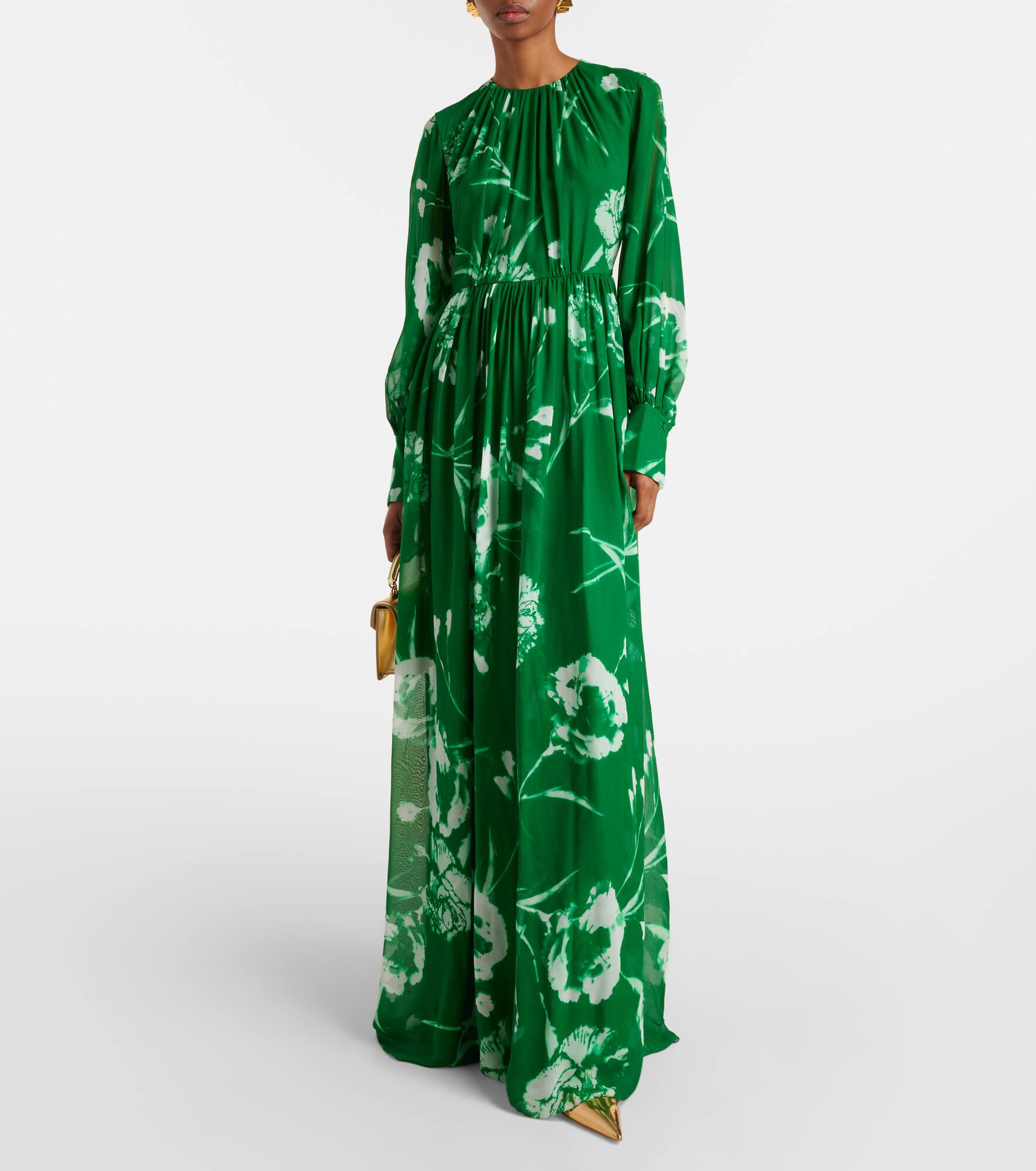 Floral silk voile gown - 2
