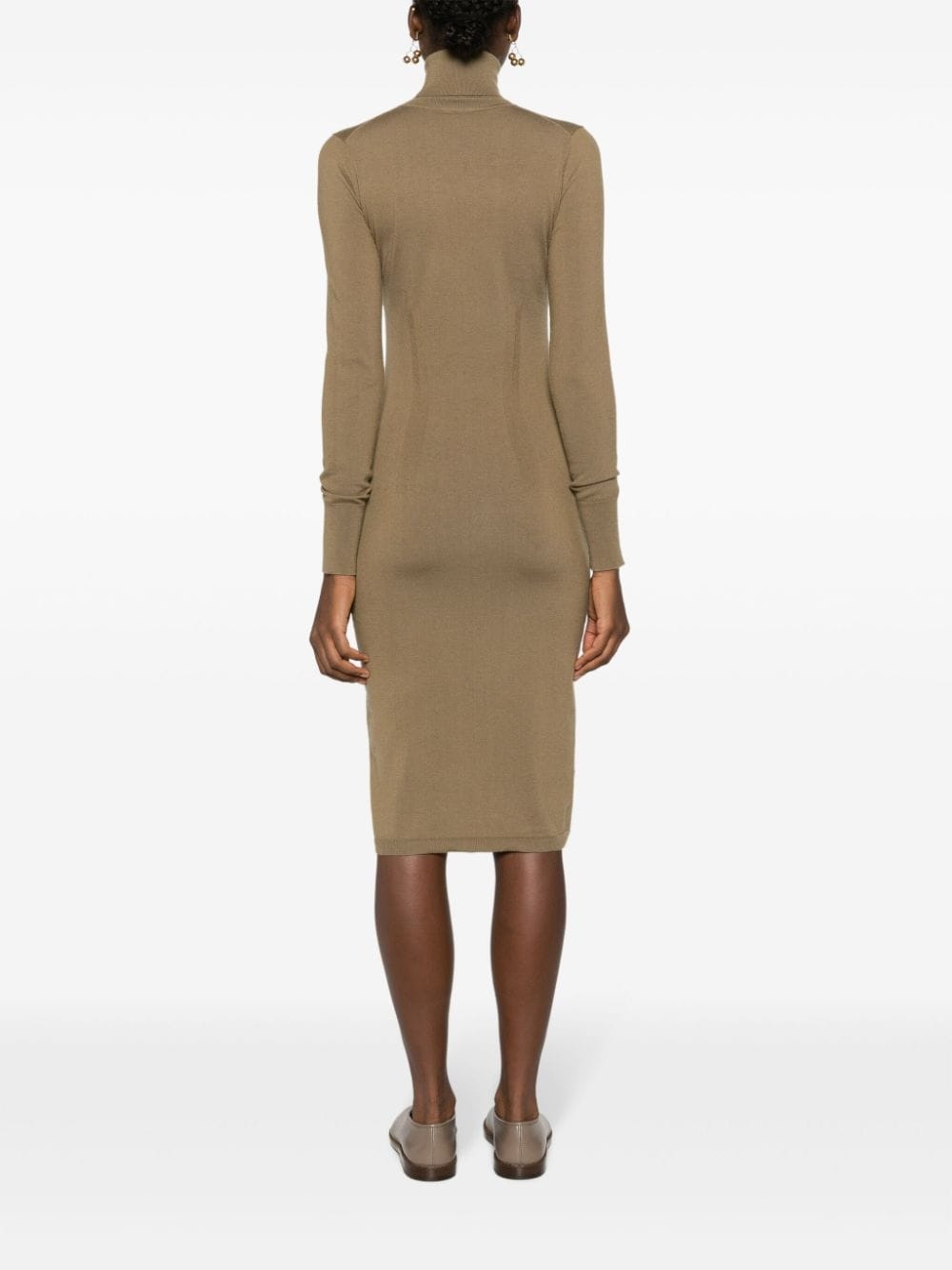 roll-neck knitted midi dress - 4