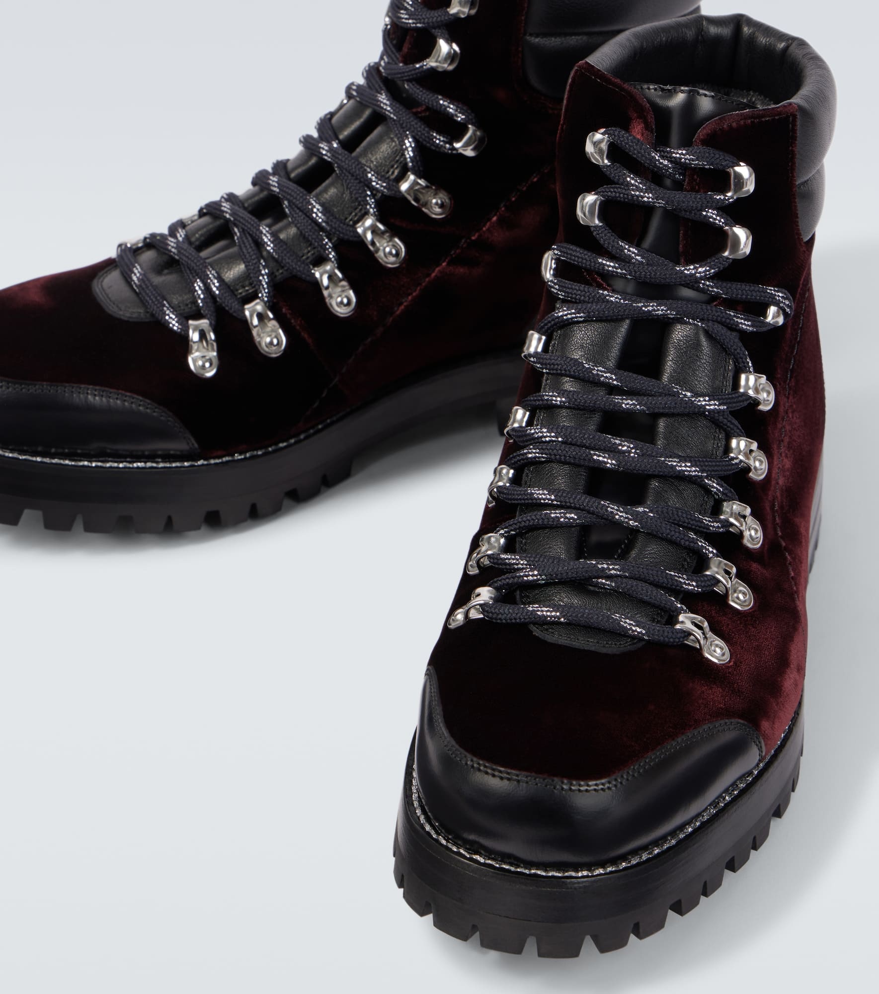 Janka leather-trimmed velvet combat boots - 3