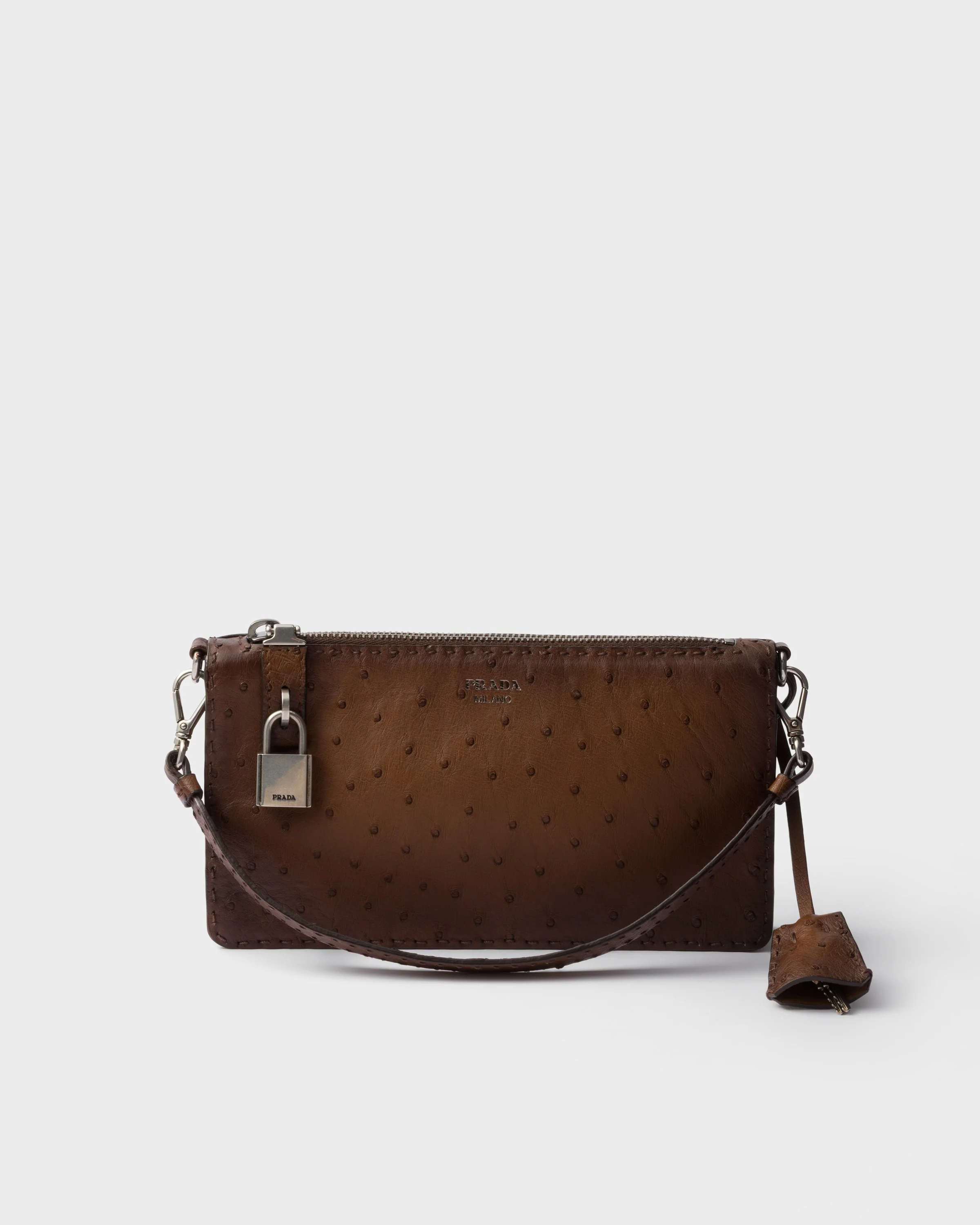 Antiqued ostrich leather mini-bag - 1