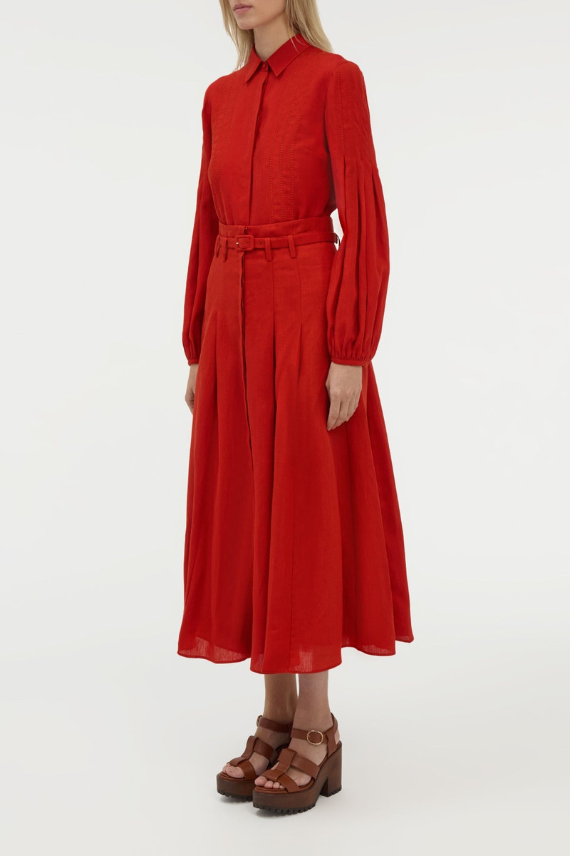Inga Blouse in Antelope Orange Aloe Linen 3