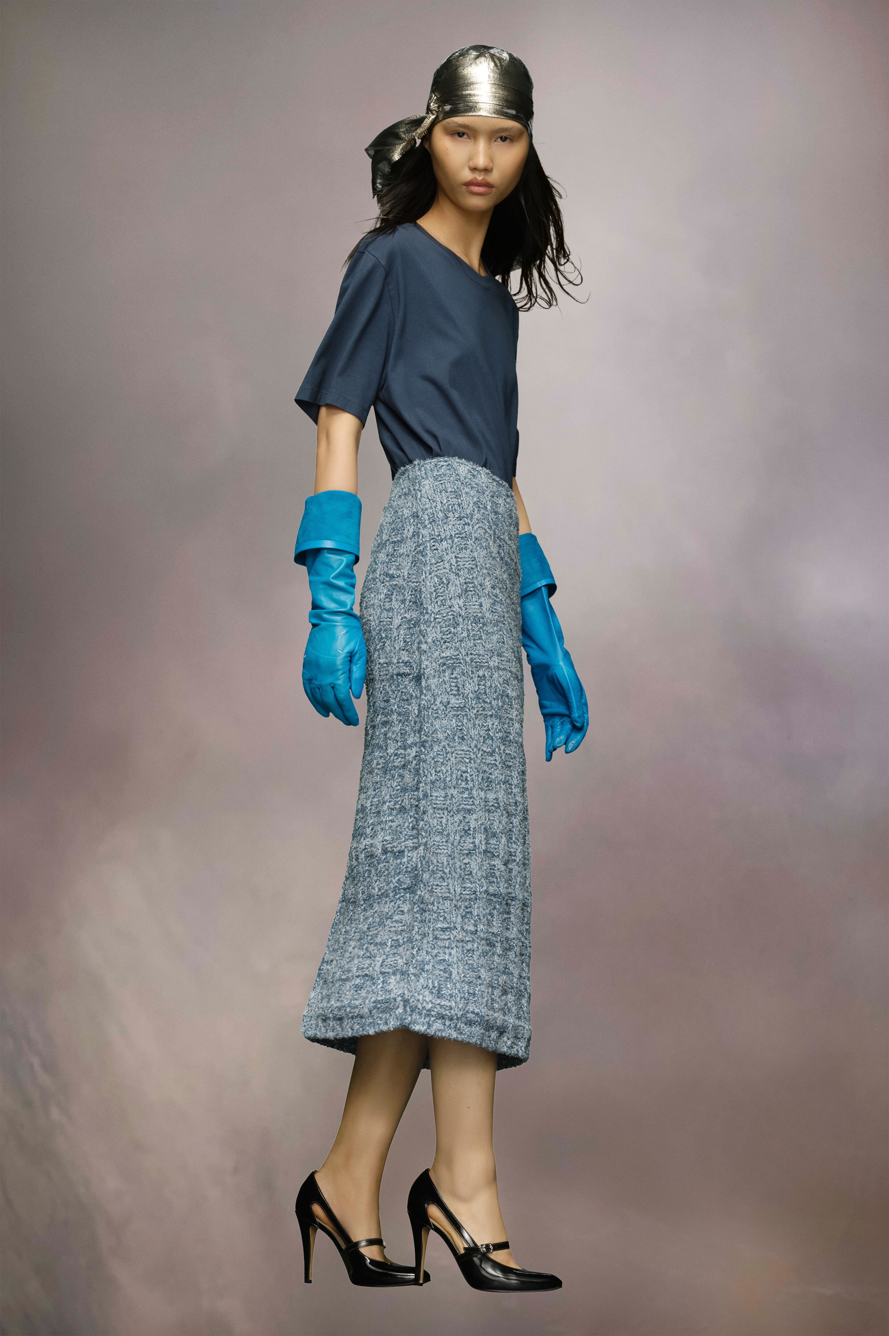 Denim boucle knit skirt - 4