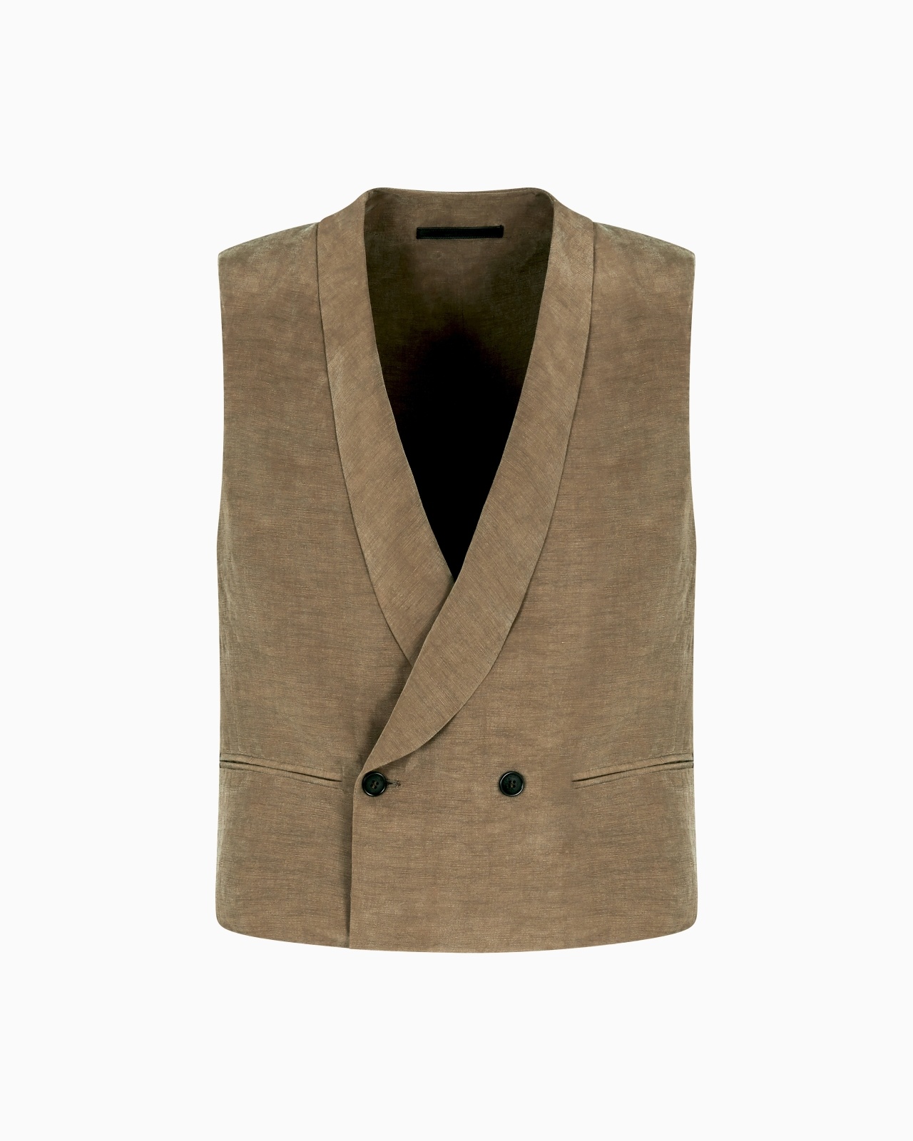 DOUBLE-BREASTED LINEN AND LYOCELL WAISTCOAT - 1