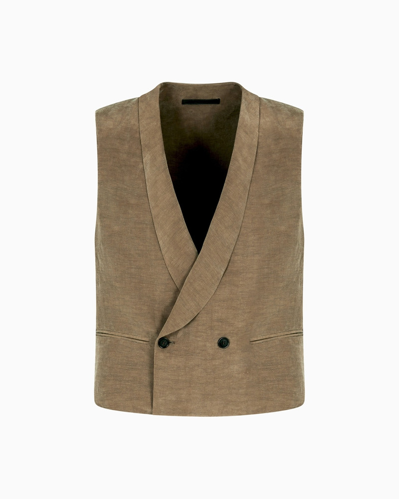 DOUBLE-BREASTED LINEN AND LYOCELL WAISTCOAT 1
