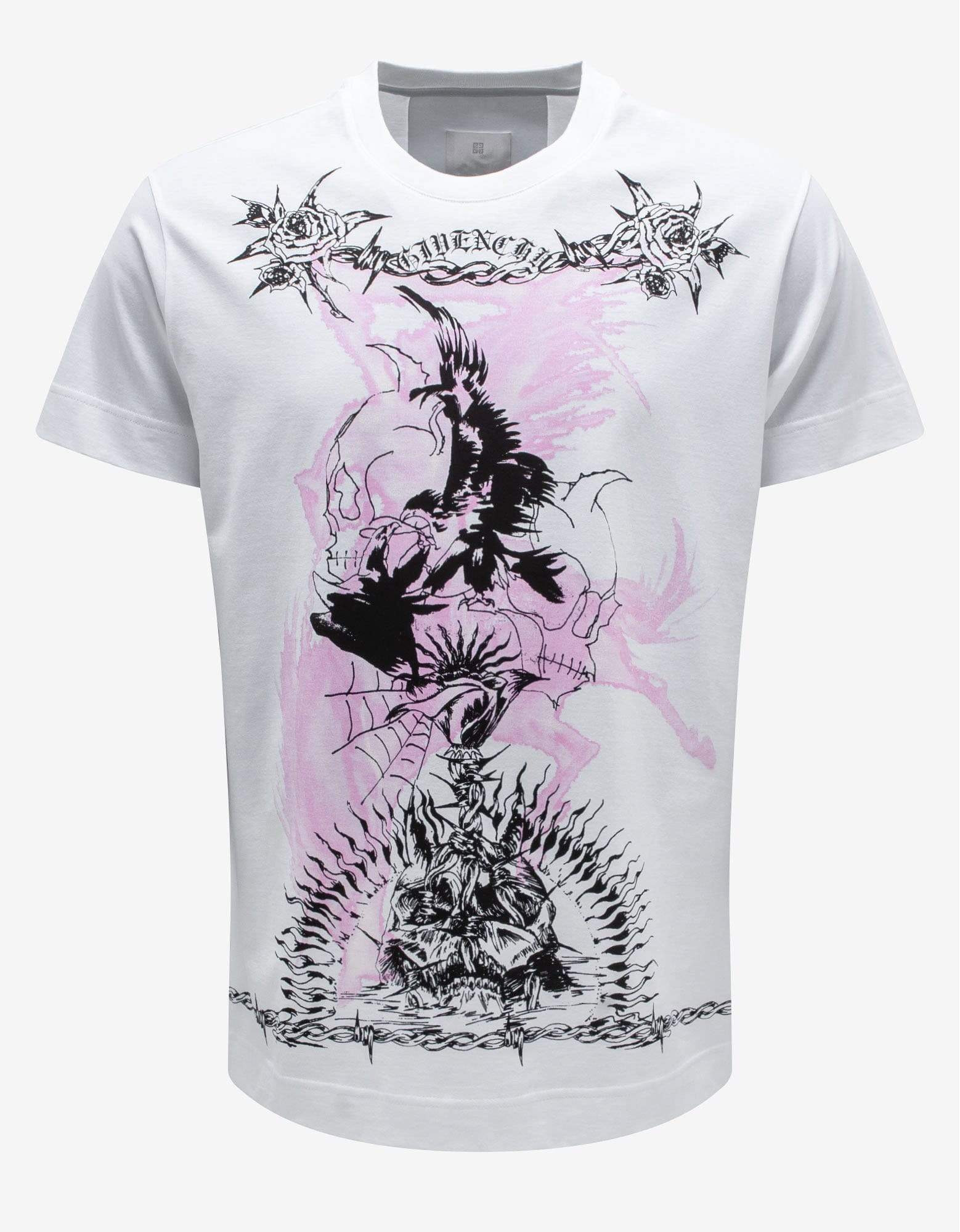 Givenchy White Gothic Print Oversized T-Shirt - 1