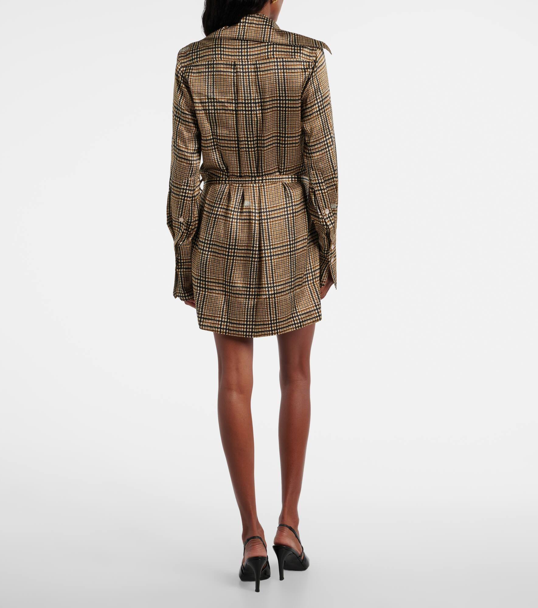 Prince of Wales check silk shirt dress - 3