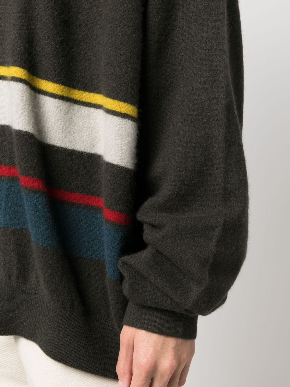 stripe-pattern cashmere cardigan - 5