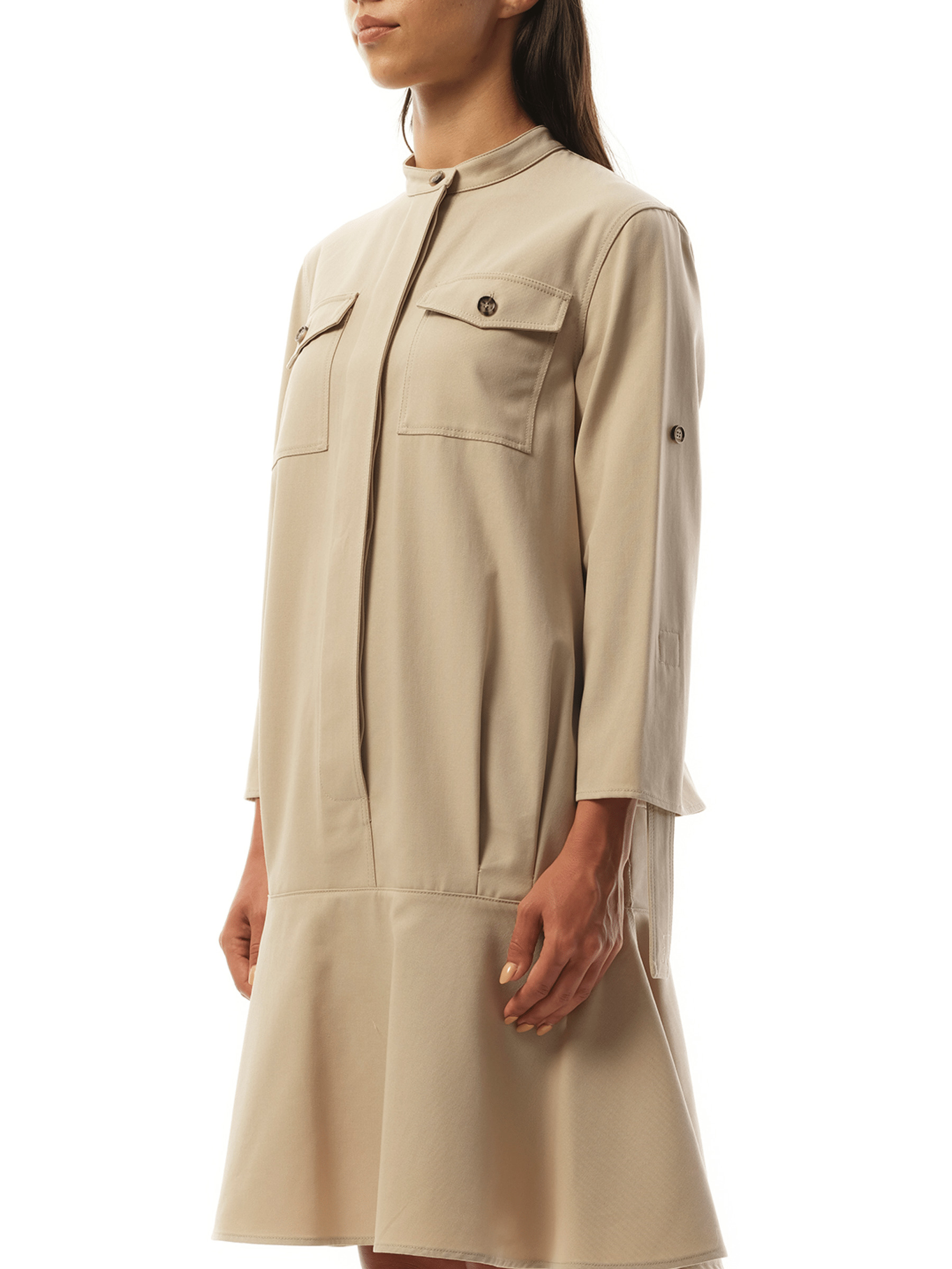 Drop Waist Dress in Beige - 5